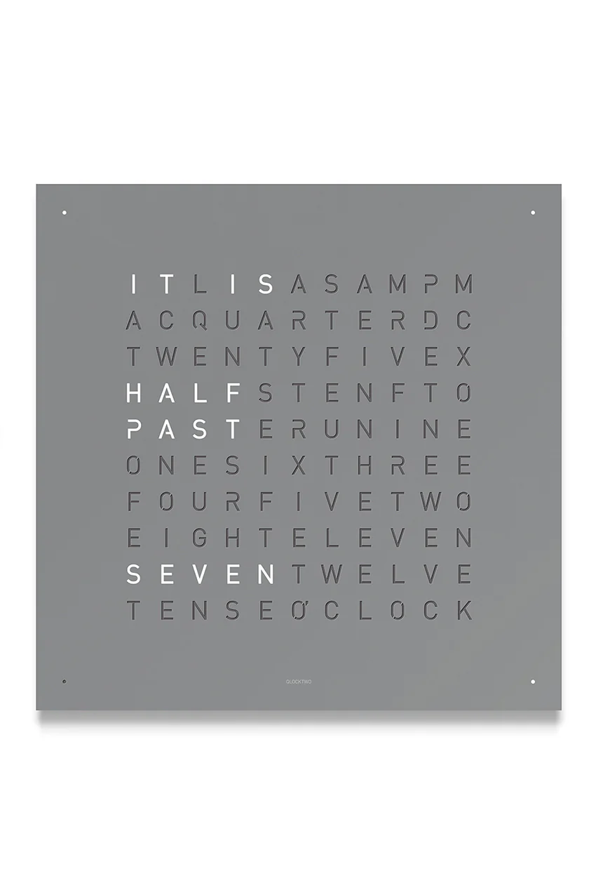 QLOCKTWO Wall Clock with GREY PEPPER Stainless Steel Faceplate - Image 2