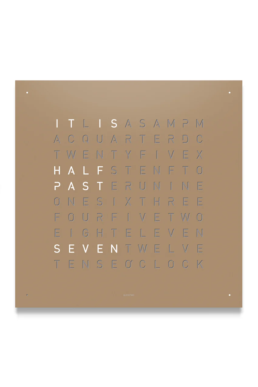 QLOCKTWO Wall Clock with HAZELNUT Stainless Steel Faceplate - Image 2