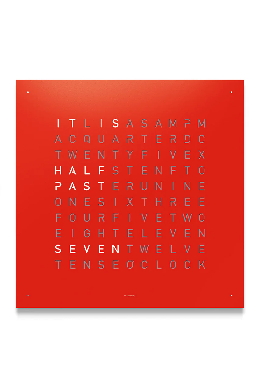 QLOCKTWO Wall Clock with RED PEPPER Stainless Steel Faceplate - Image 2