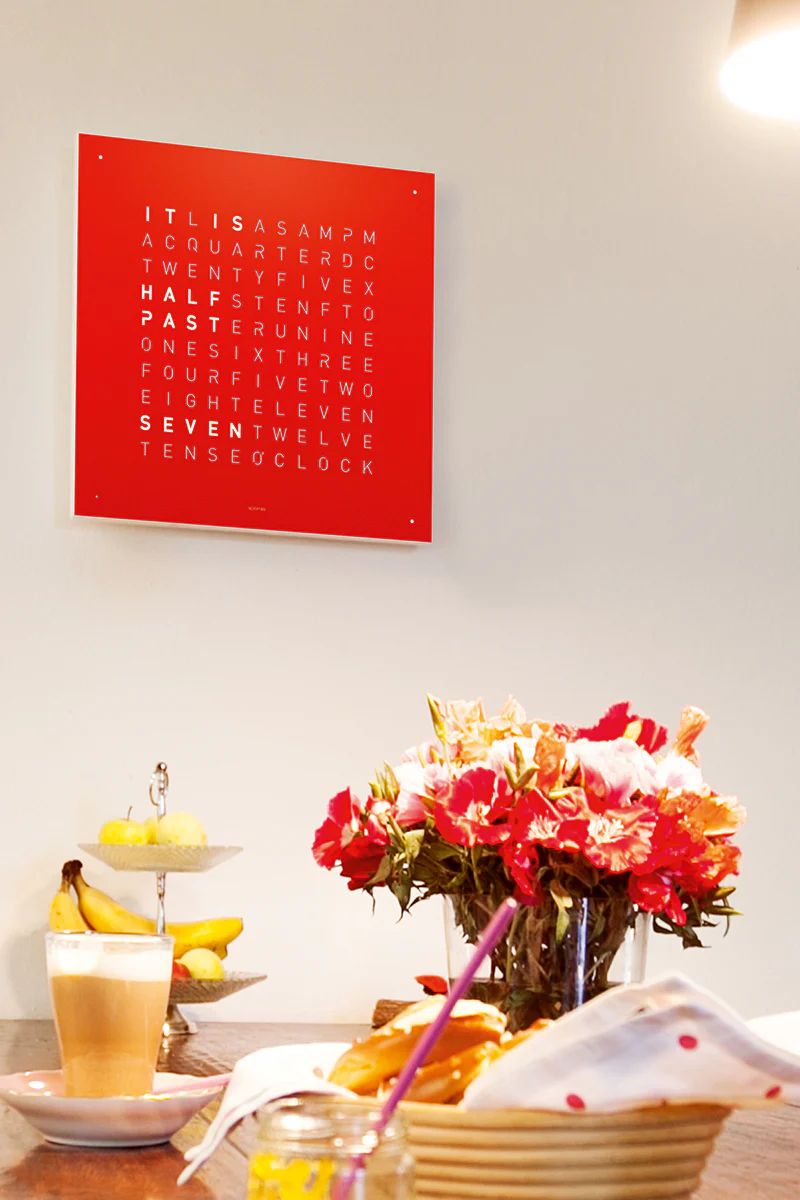 QLOCKTWO Wall Clock with RED PEPPER Stainless Steel Faceplate - Image 3
