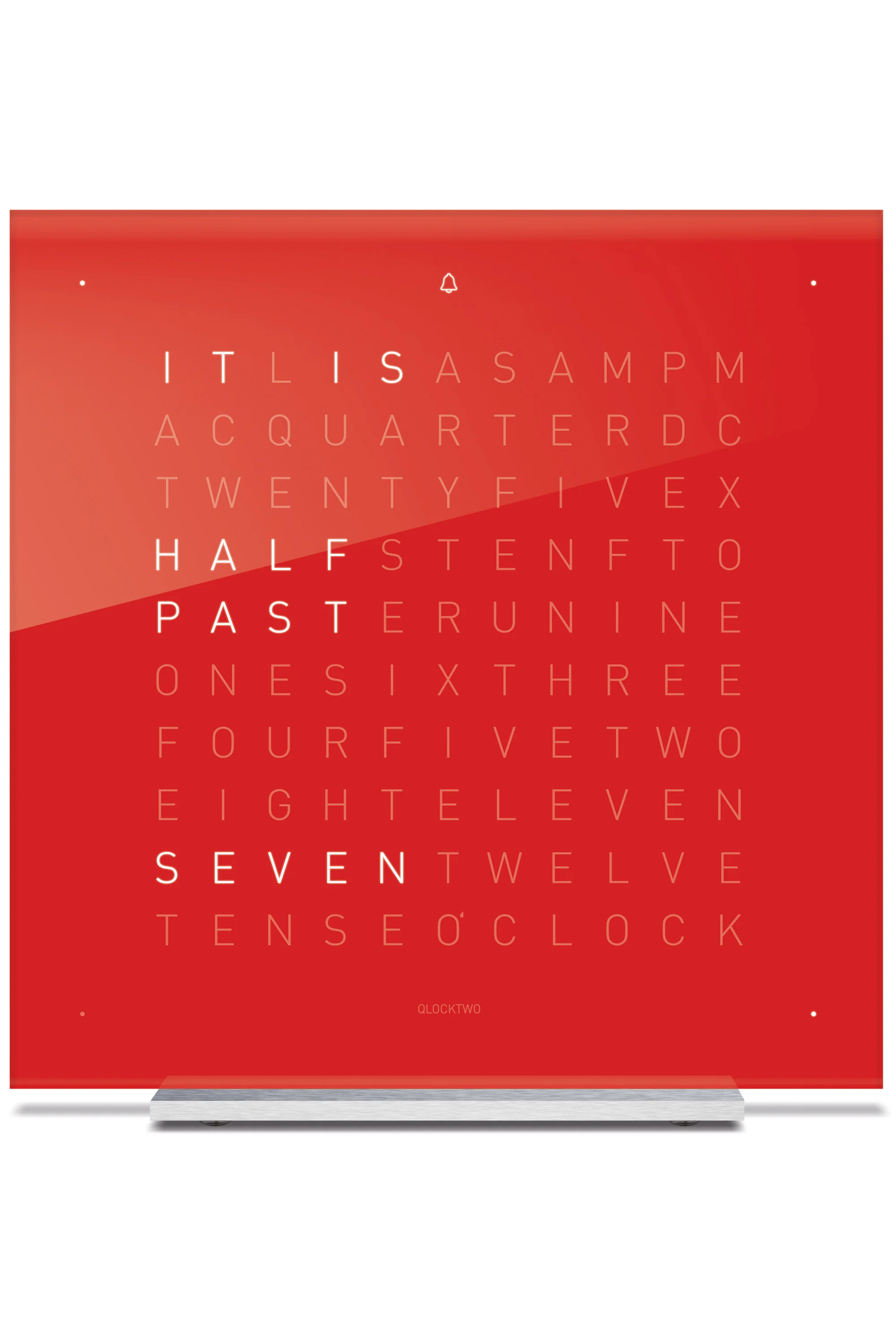 QLOCKTWO TOUCH Aluminium Desk Clock with CHERRY CAKE Acrylic Faceplate - Image 2