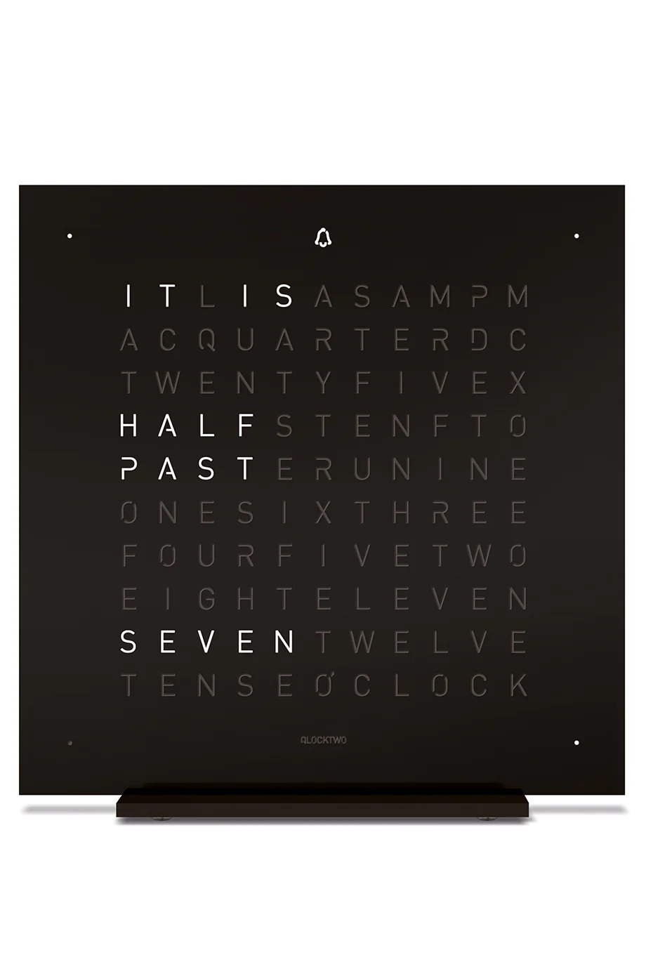 QLOCKTWO TOUCH Aluminium Desk Clock with DEEP BLACK Steel Faceplate - Image 2
