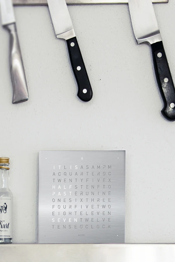 QLOCKTWO TOUCH Aluminium Desk Clock with FULL METAL Steel Faceplate - Image 3
