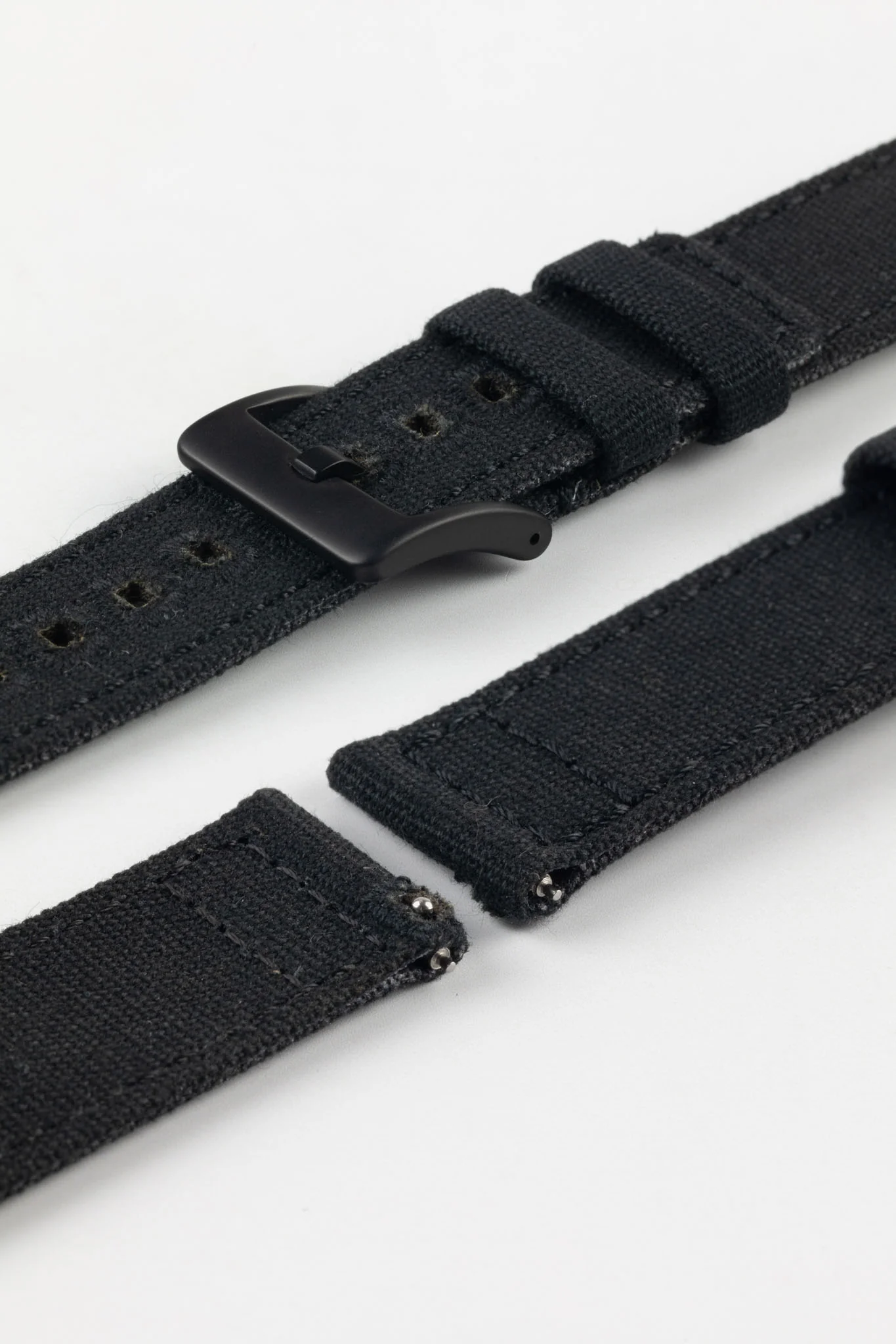 Quick-Release Canvas Watch Strap in BLACK - Image 6