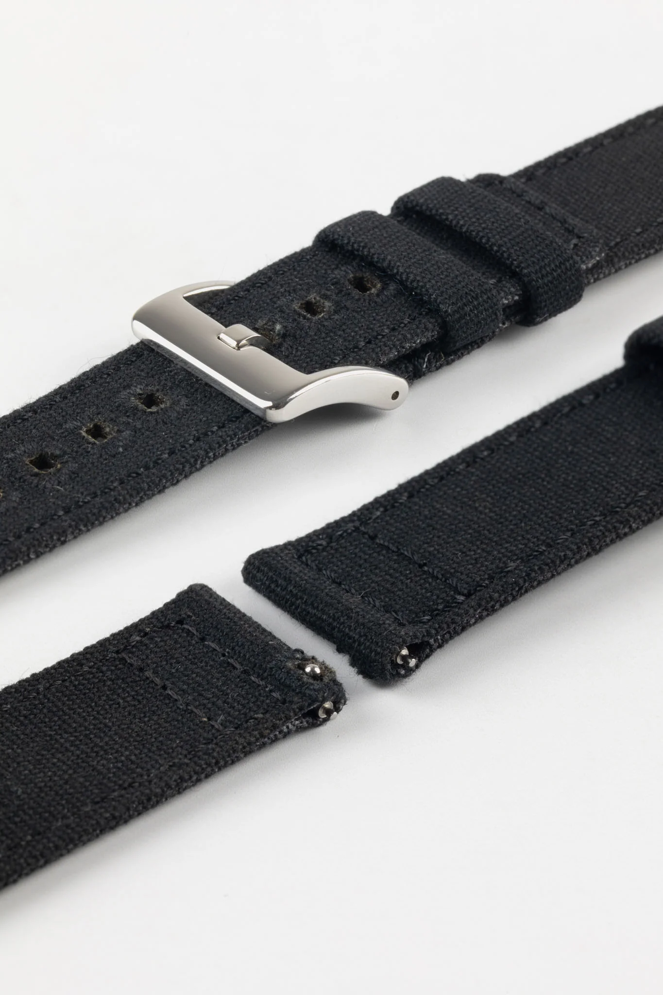 Quick-Release Canvas Watch Strap in BLACK - Image 9