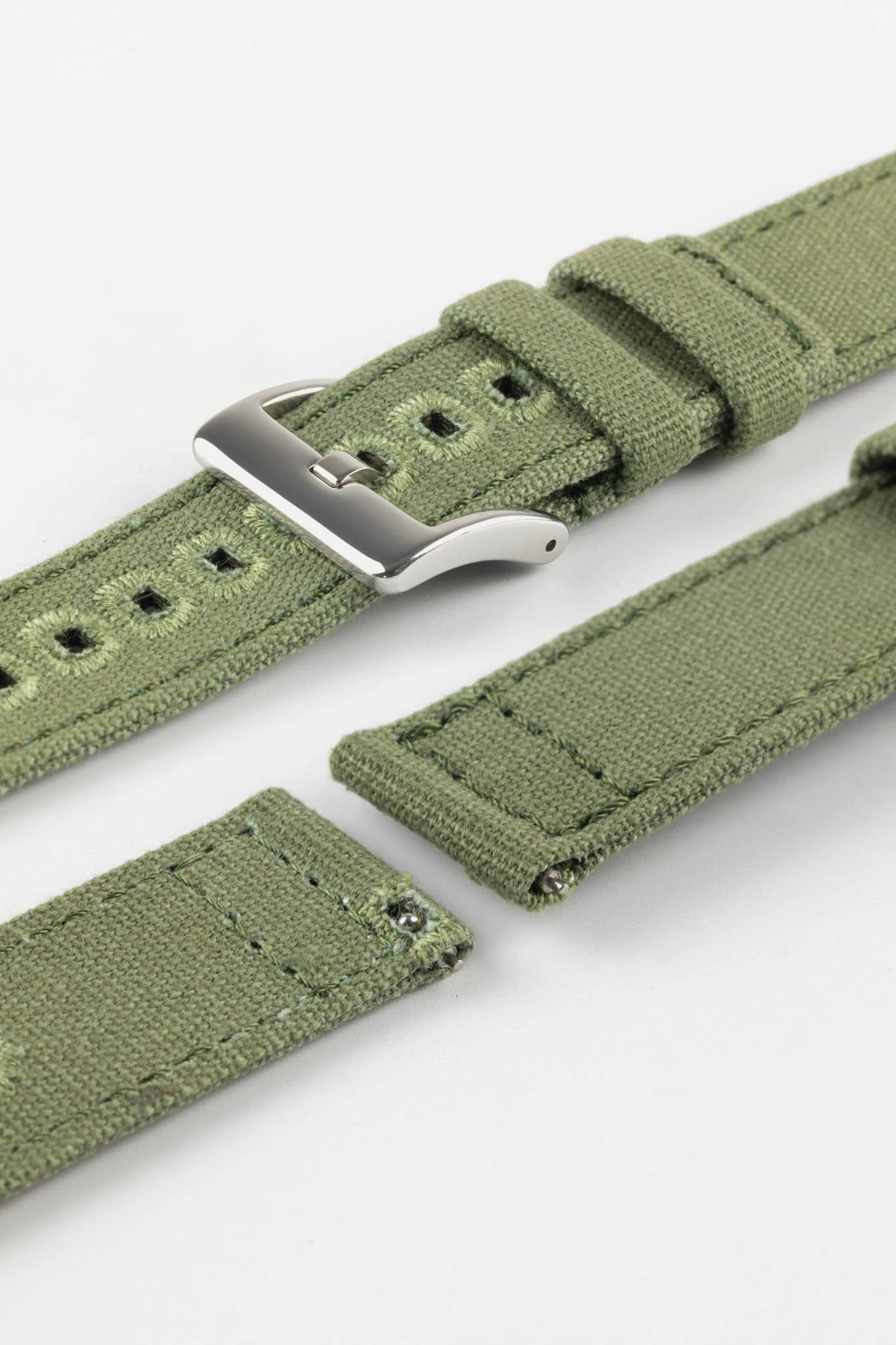 Quick-Release Canvas Watch Strap in GREEN - Image 9