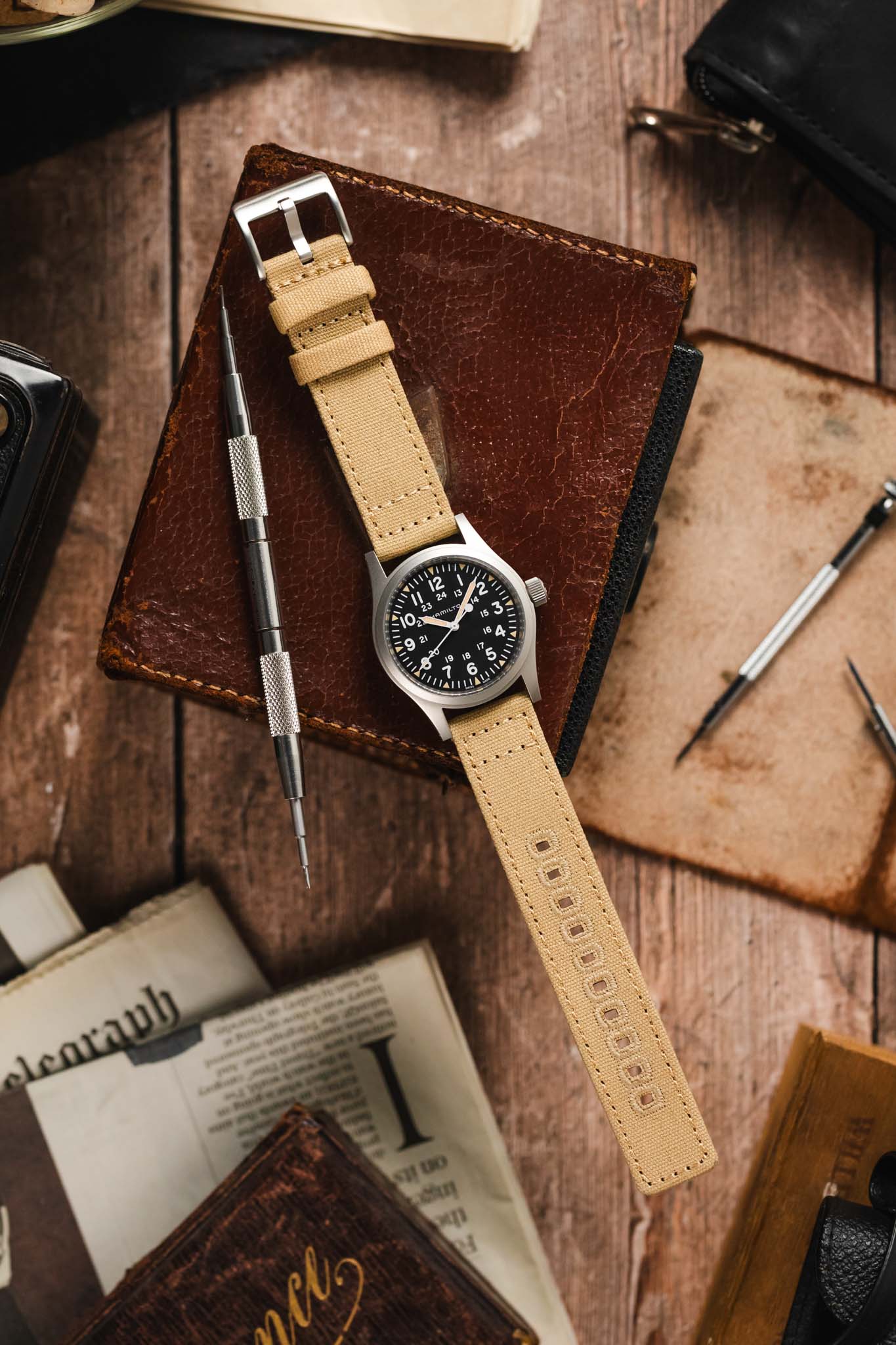 Quick-Release Canvas Watch Strap in KHAKI - Image 10