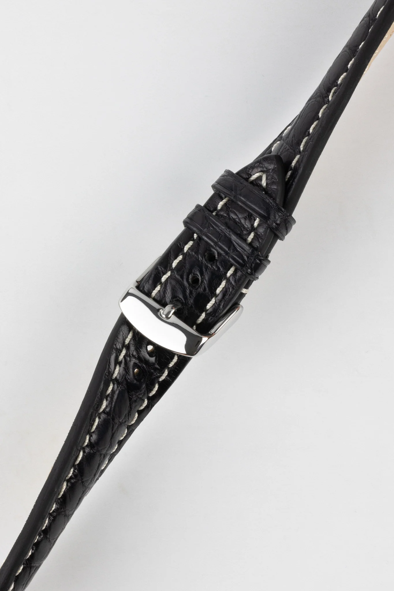 RIOS1931 AMBASSADOR Genuine Alligator Flank Padded Watch Strap in BLACK - Image 5