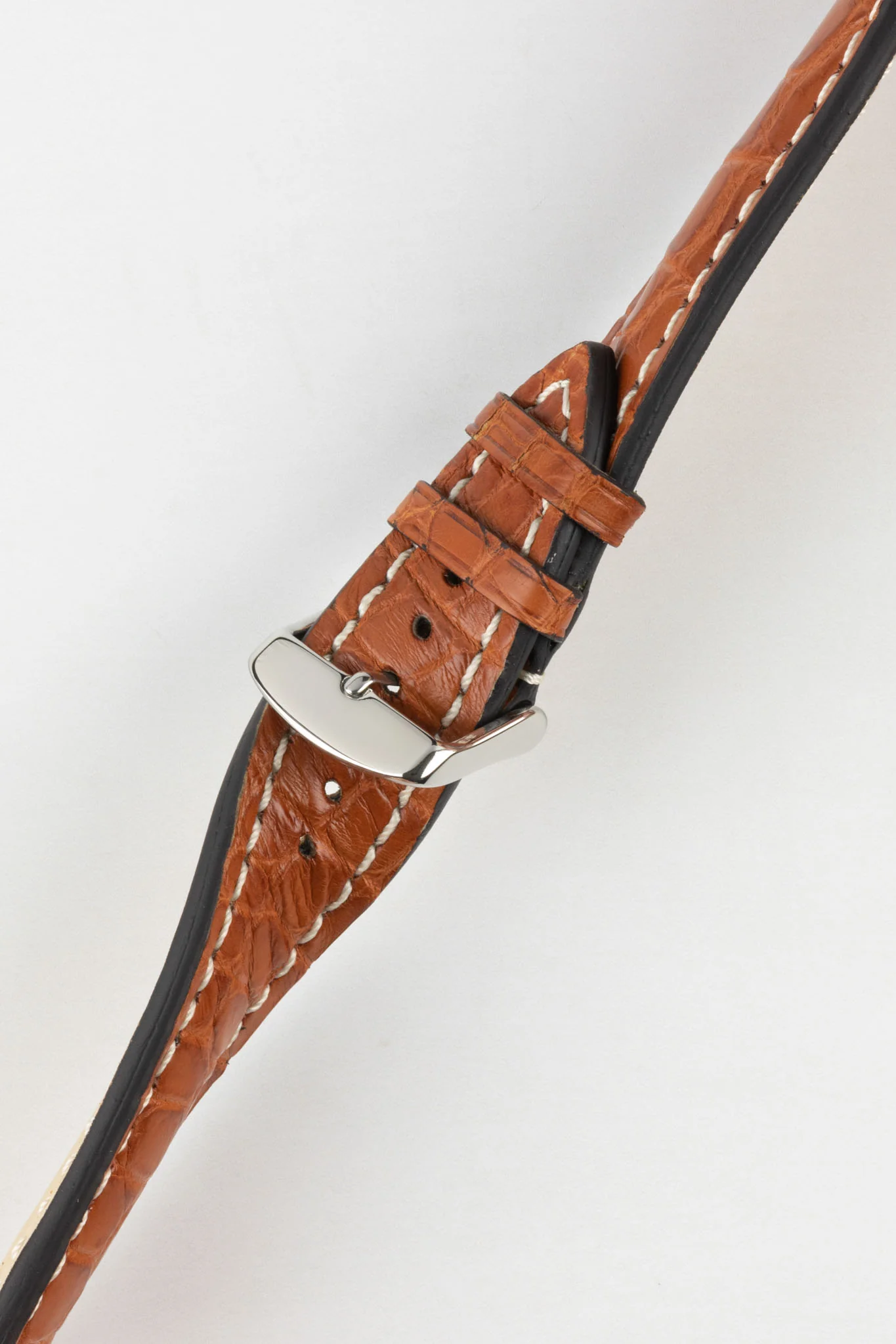 RIOS1931 AMBASSADOR Genuine Alligator Flank Padded Watch Strap in COGNAC - Image 5