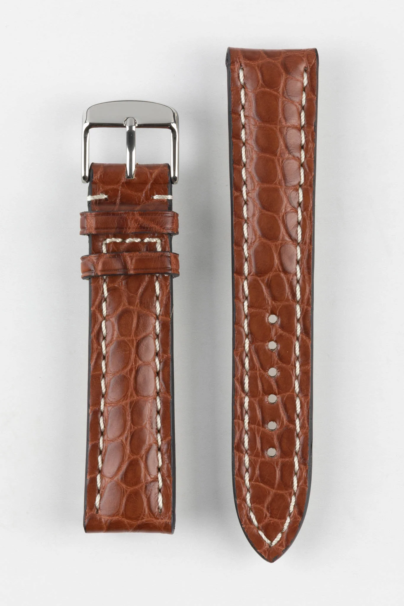 RIOS1931 AMBASSADOR Genuine Alligator Flank Padded Watch Strap in MAHOGANY - Image 10