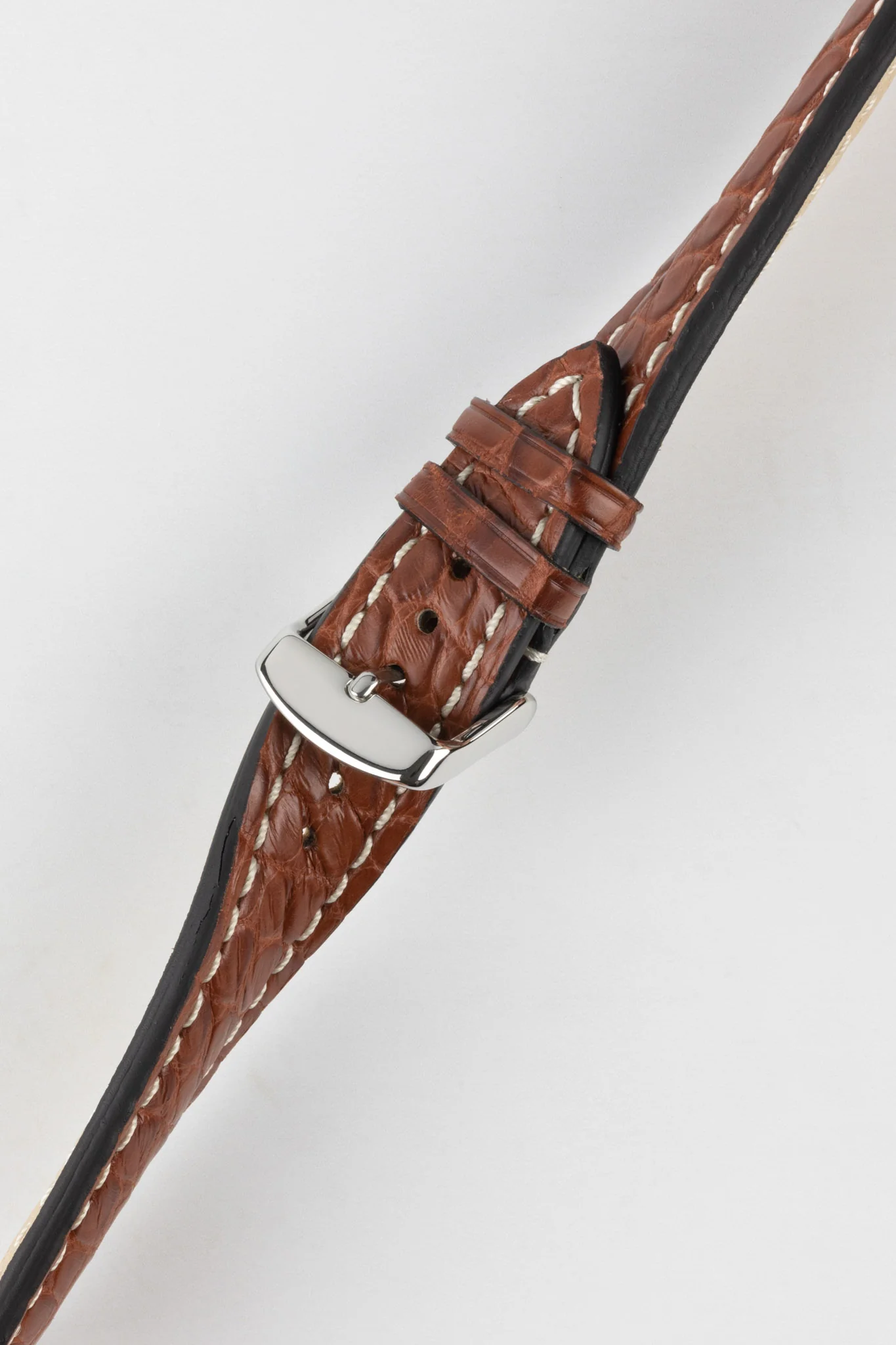 RIOS1931 AMBASSADOR Genuine Alligator Flank Padded Watch Strap in MAHOGANY - Image 5