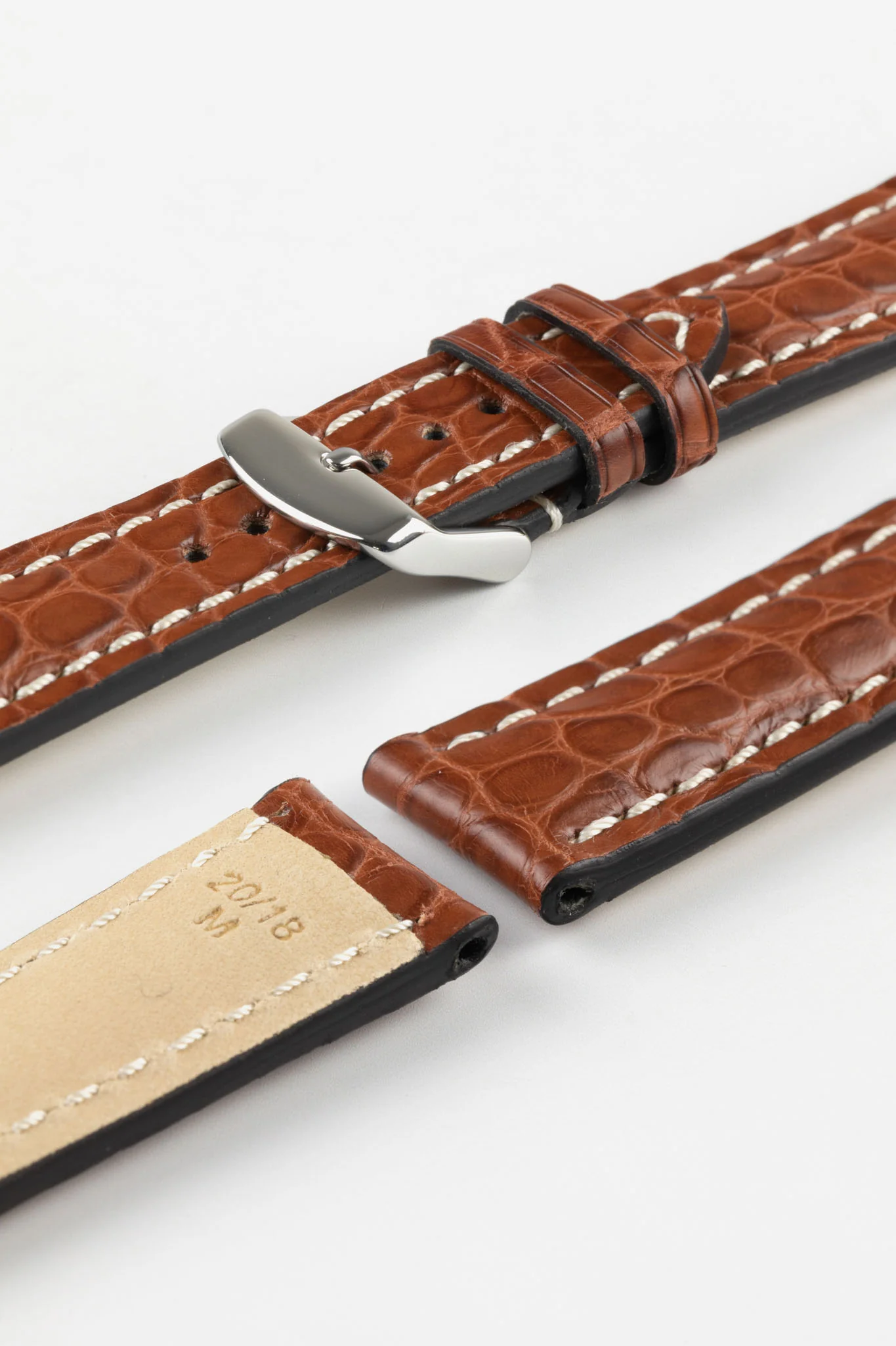 RIOS1931 AMBASSADOR Genuine Alligator Flank Padded Watch Strap in MAHOGANY - Image 7
