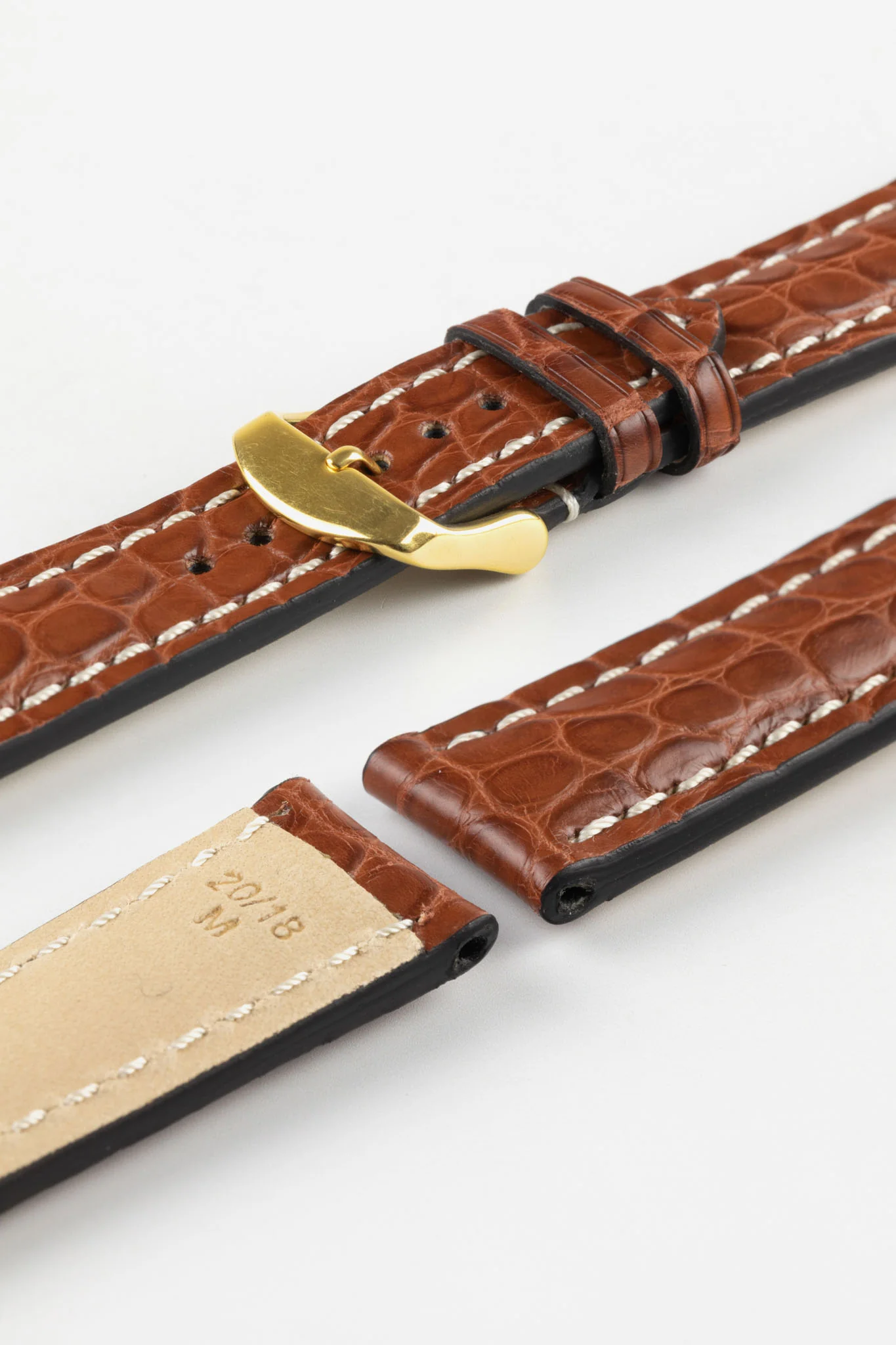 RIOS1931 AMBASSADOR Genuine Alligator Flank Padded Watch Strap in MAHOGANY - Image 8