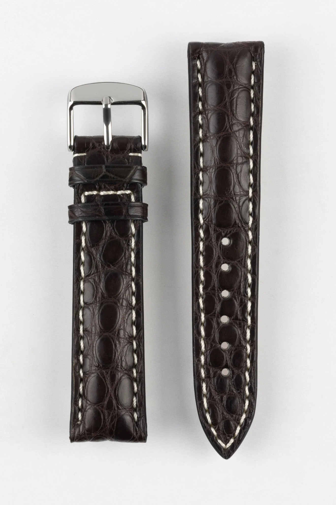 RIOS1931 AMBASSADOR Genuine Alligator Flank Padded Watch Strap in MOCHA - Image 10