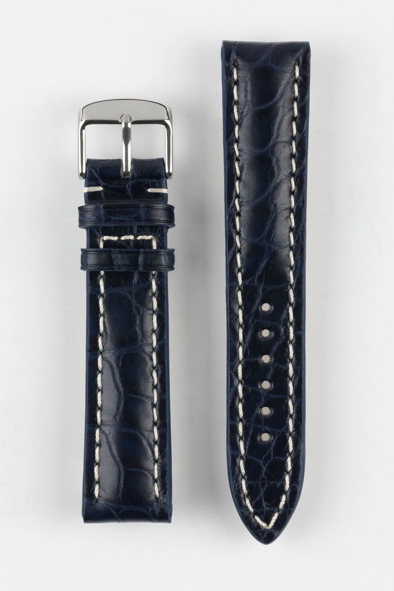RIOS1931 AMBASSADOR Genuine Alligator Flank Padded Watch Strap in OCEAN BLUE - Image 10