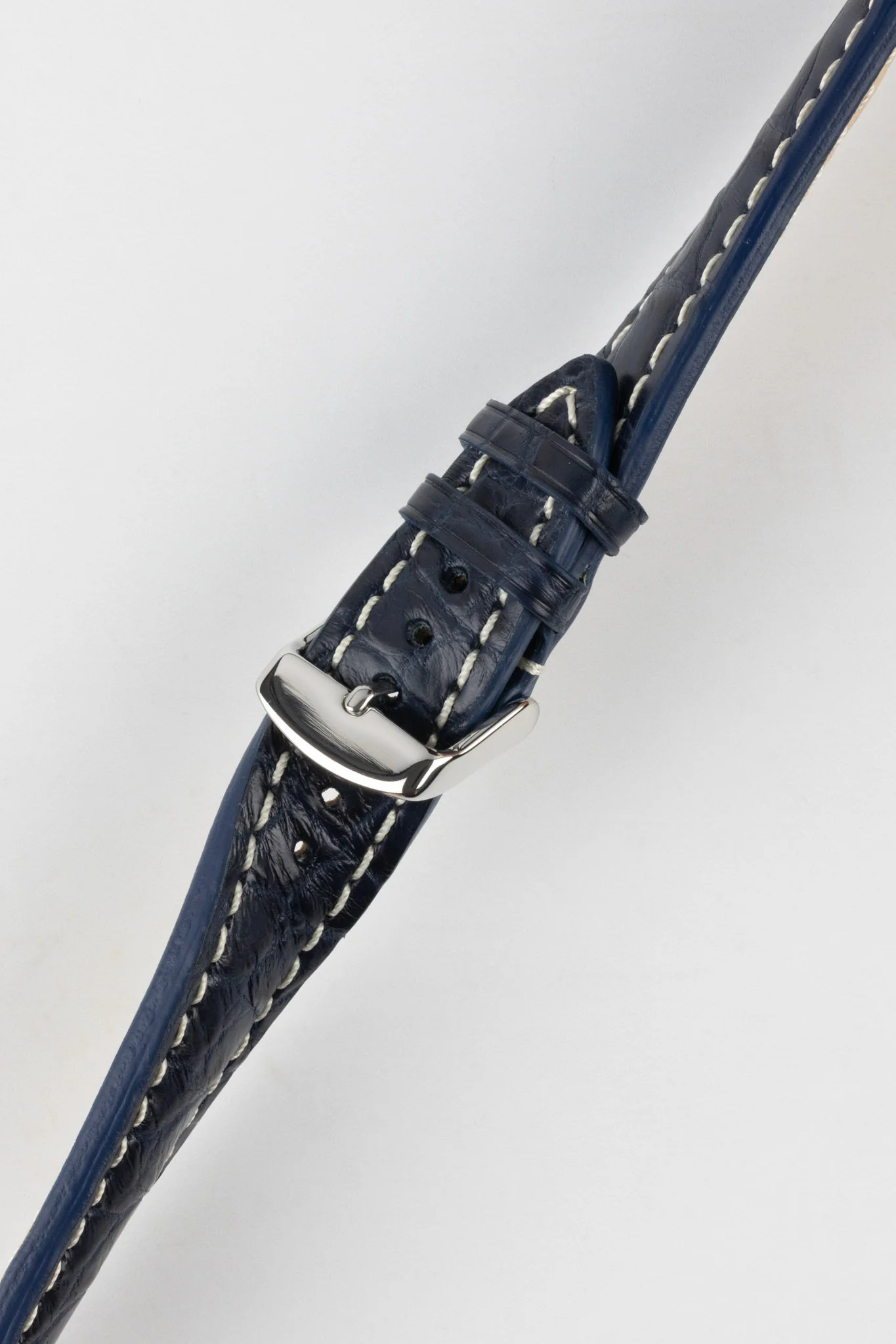 RIOS1931 AMBASSADOR Genuine Alligator Flank Padded Watch Strap in OCEAN BLUE - Image 5