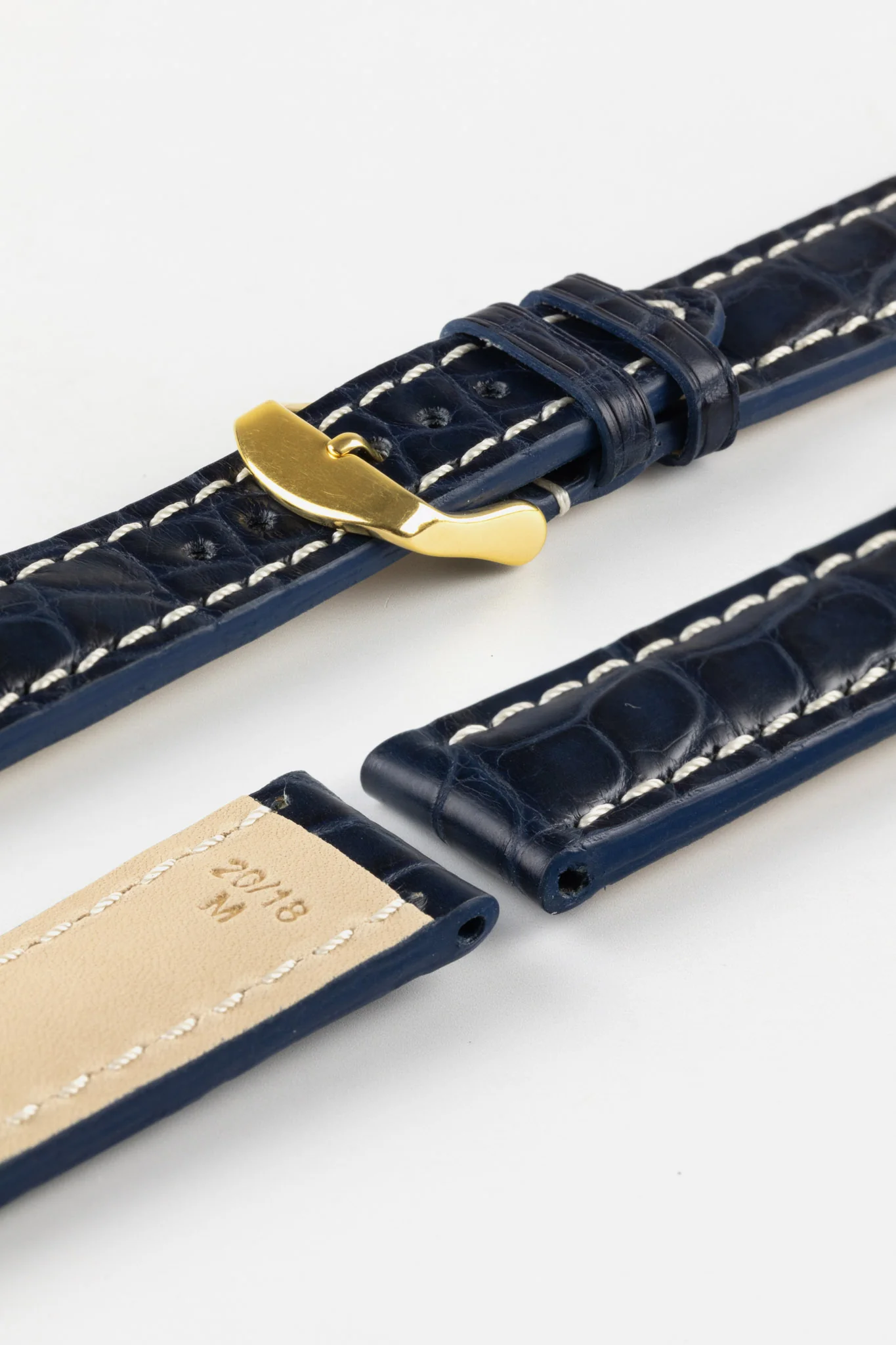 RIOS1931 AMBASSADOR Genuine Alligator Flank Padded Watch Strap in OCEAN BLUE - Image 8