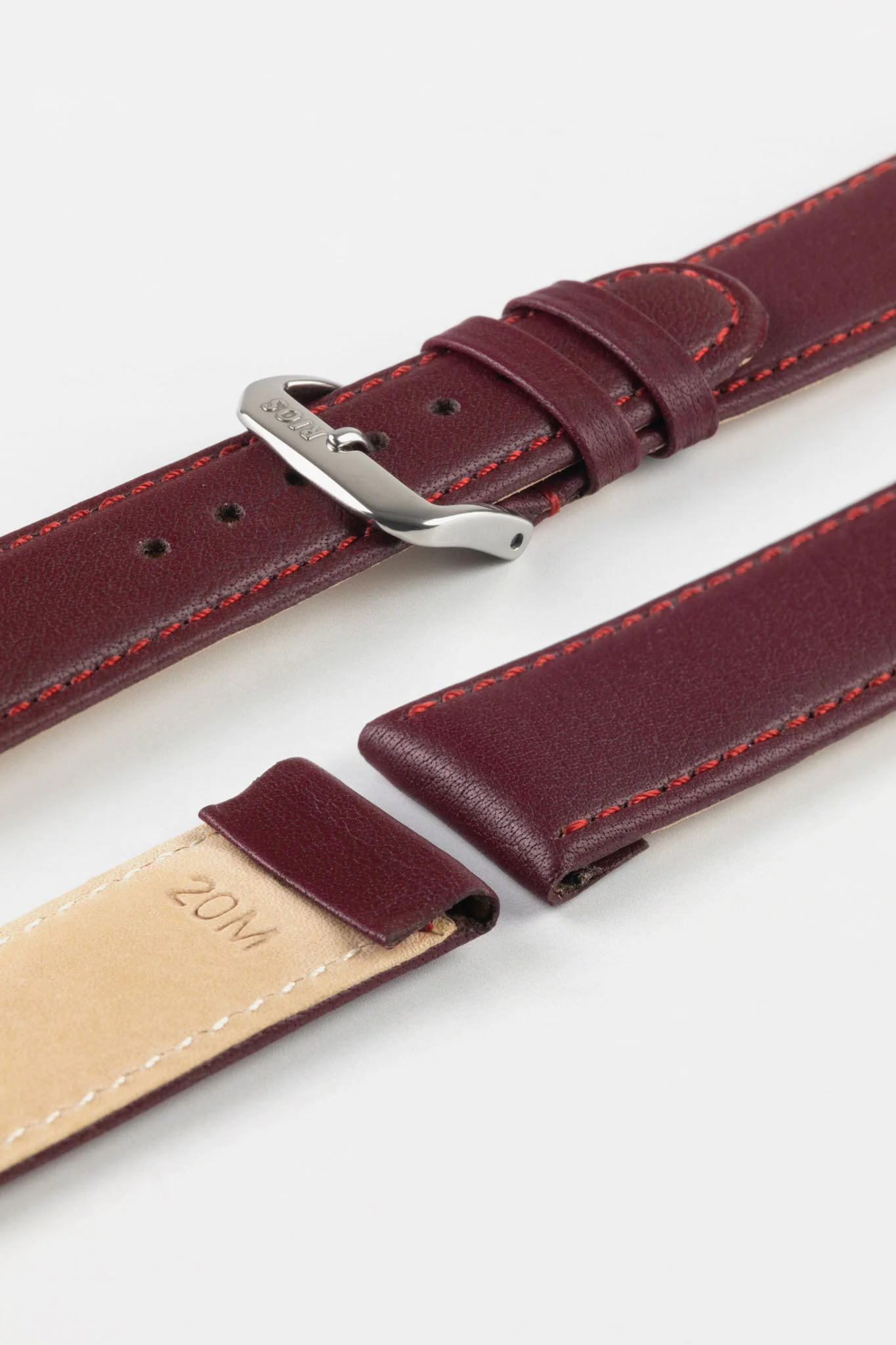 RIOS1931 ARIZONA Genuine Saddle Leather Hook-On Watch Strap in BURGUNDY - Image 4