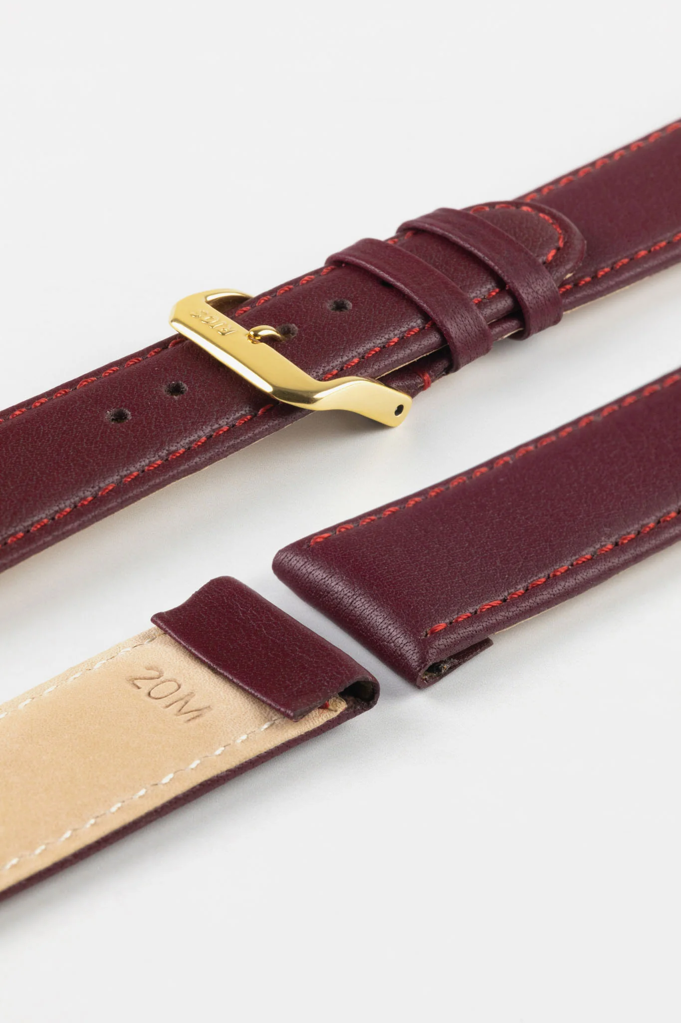 RIOS1931 ARIZONA Genuine Saddle Leather Hook-On Watch Strap in BURGUNDY - Image 5