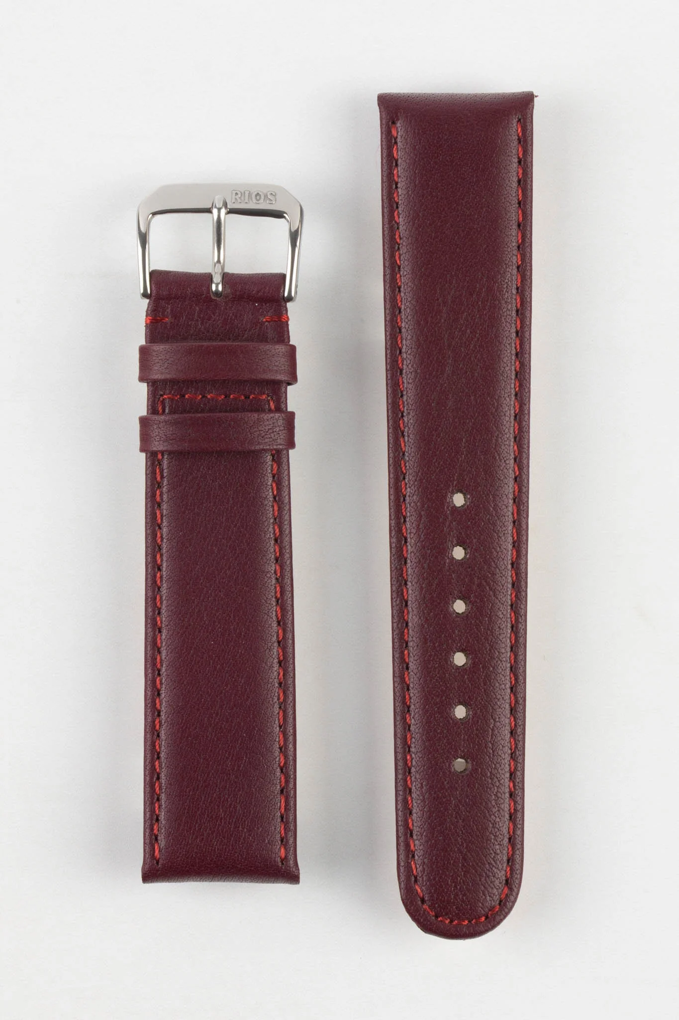 RIOS1931 ARIZONA Genuine Saddle Leather Hook-On Watch Strap in BURGUNDY - Image 6