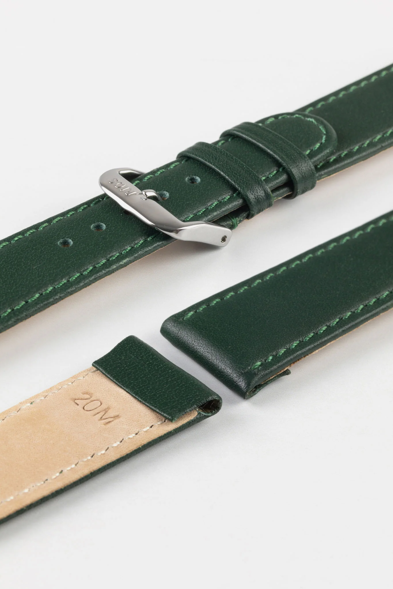 RIOS1931 ARIZONA Genuine Saddle Leather Hook-On Watch Strap in FOREST GREEN - Image 4
