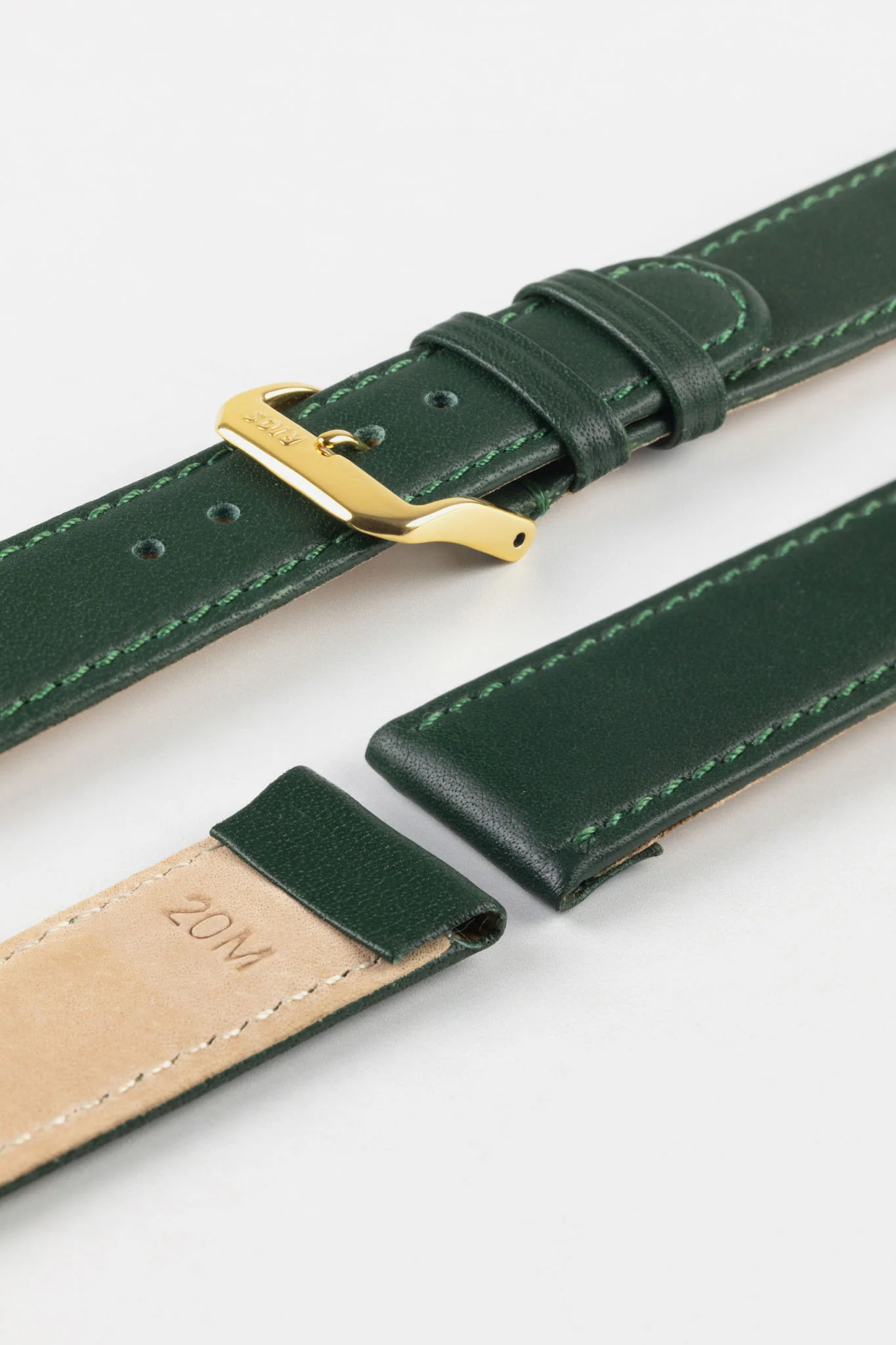 RIOS1931 ARIZONA Genuine Saddle Leather Hook-On Watch Strap in FOREST GREEN - Image 5