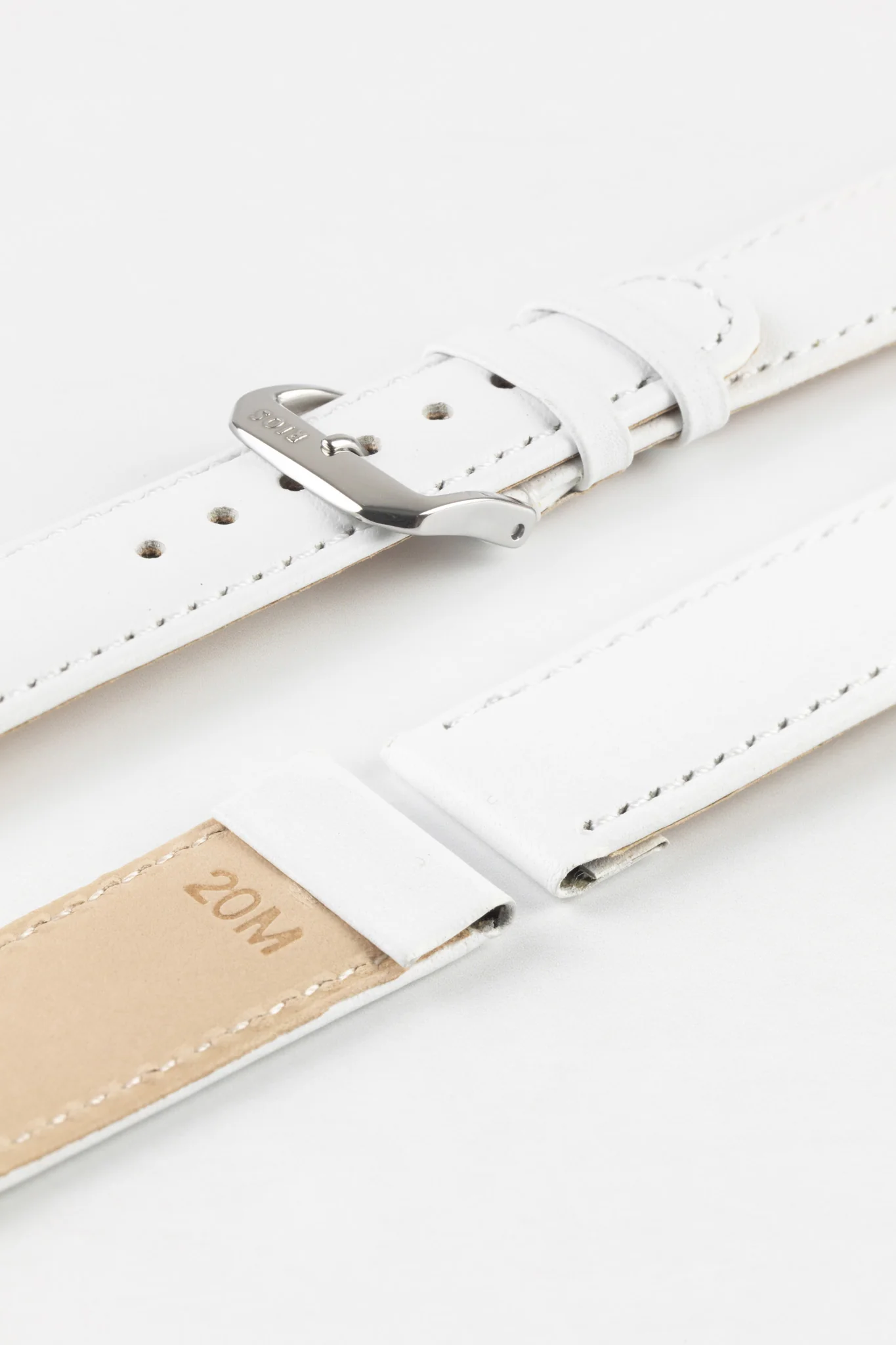 RIOS1931 ARIZONA Genuine Saddle Leather Hook-On Watch Strap in WHITE - Image 4