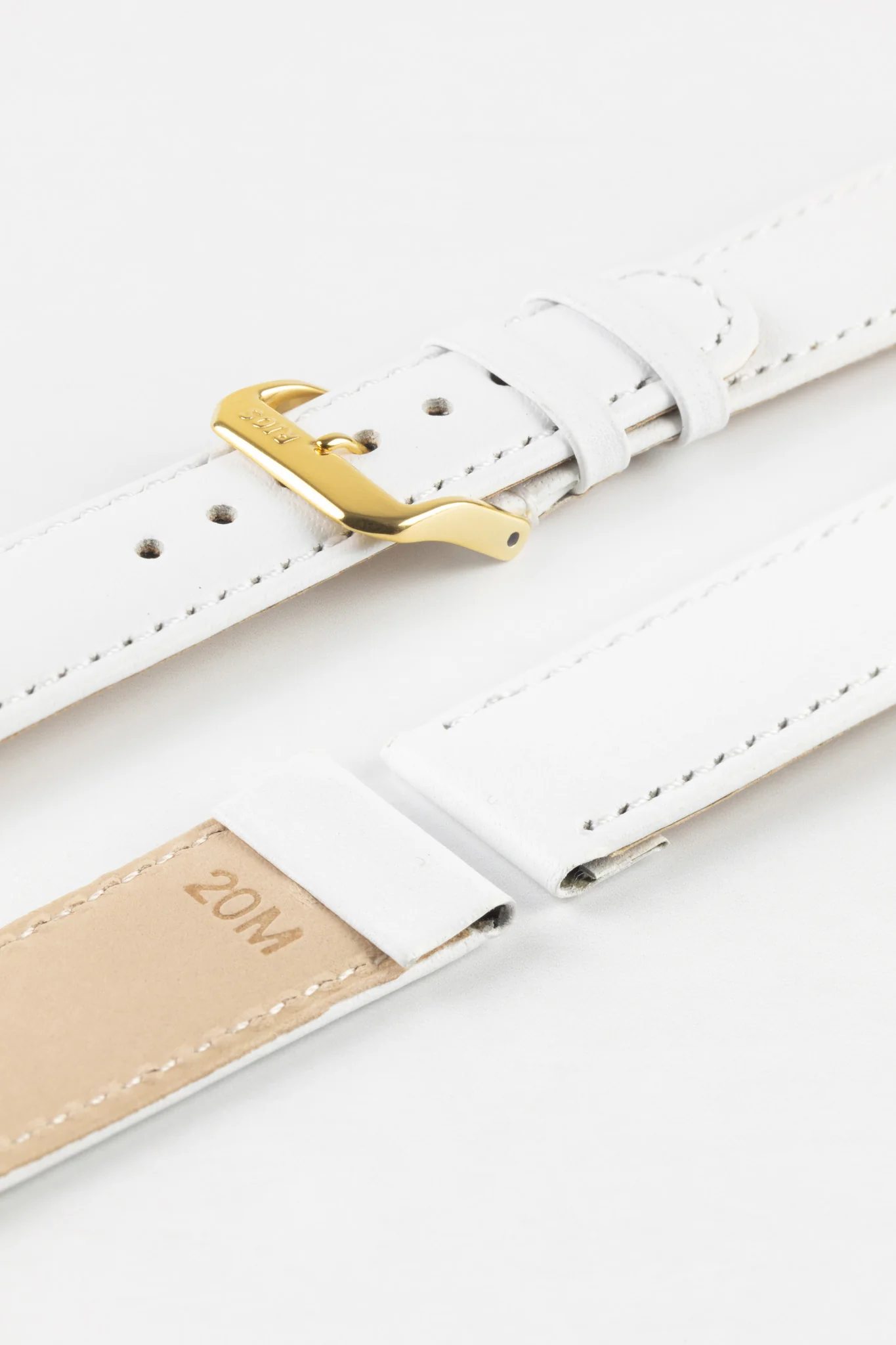 RIOS1931 ARIZONA Genuine Saddle Leather Hook-On Watch Strap in WHITE - Image 5