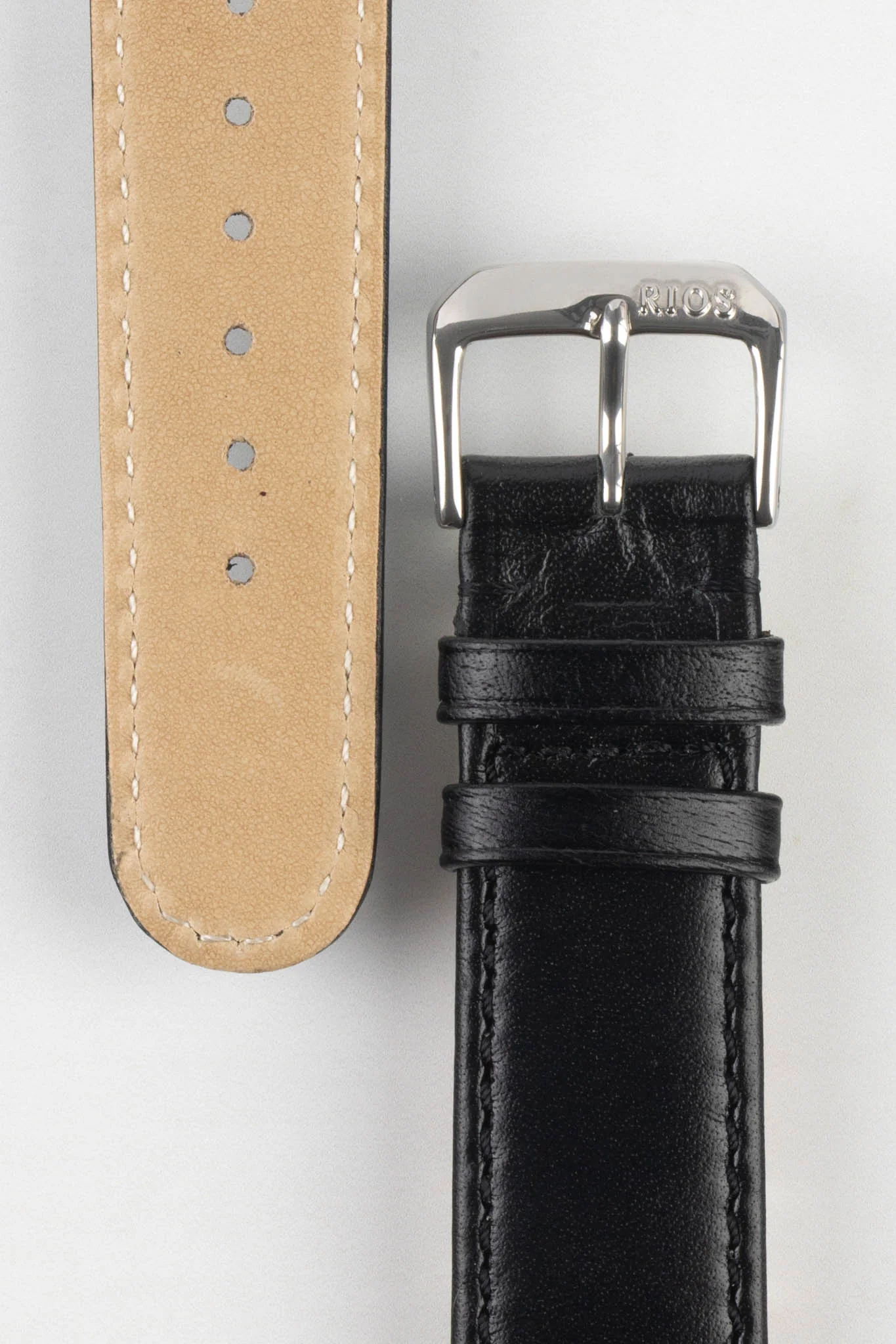 RIOS1931 ARIZONA Genuine Saddle Leather Watch Strap in BLACK - Image 3