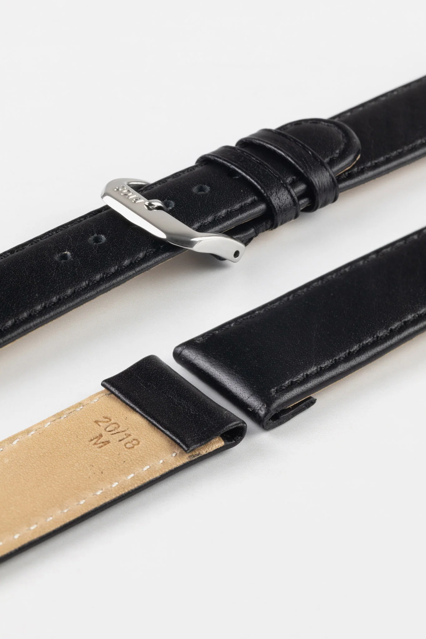 RIOS1931 ARIZONA Genuine Saddle Leather Hook-On Watch Strap in BLACK - Image 4