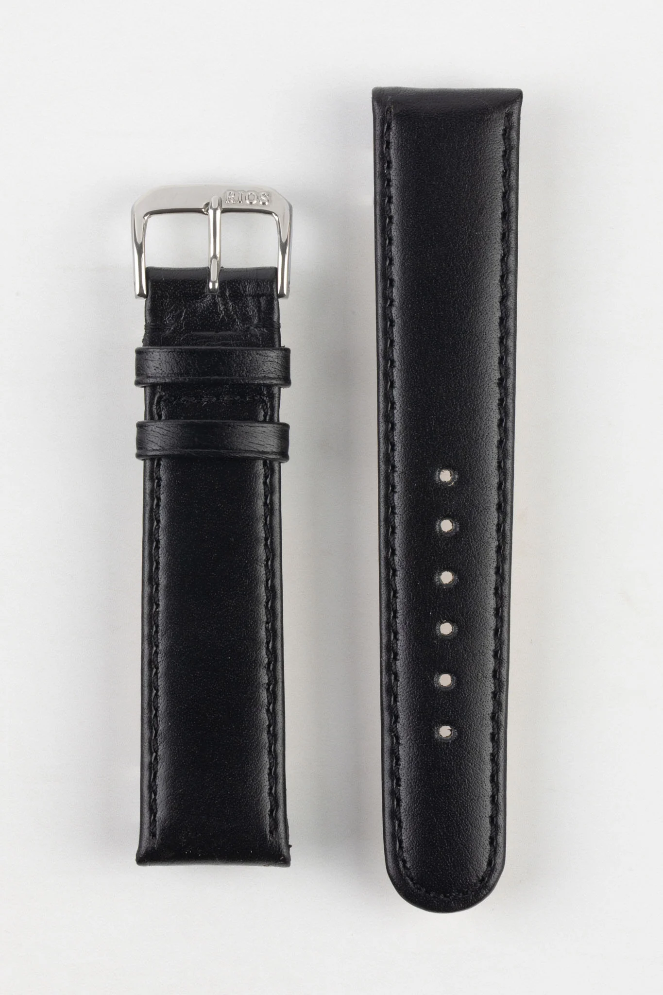RIOS1931 ARIZONA Genuine Saddle Leather Hook-On Watch Strap in BLACK - Image 6