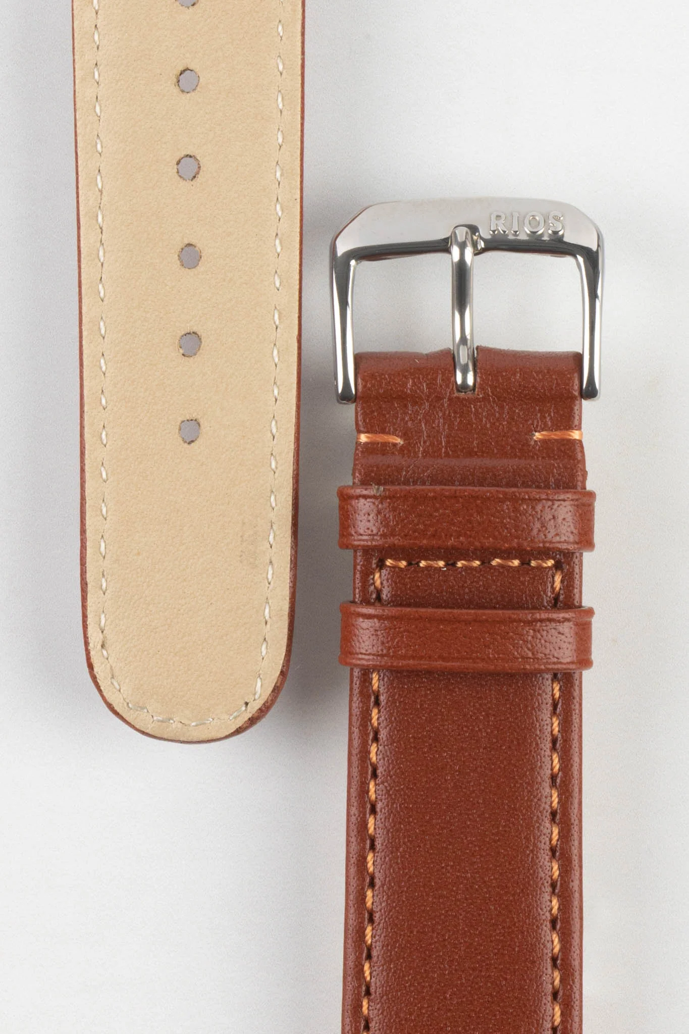 RIOS1931 ARIZONA Genuine Saddle Leather Watch Strap in COGNAC - Image 3