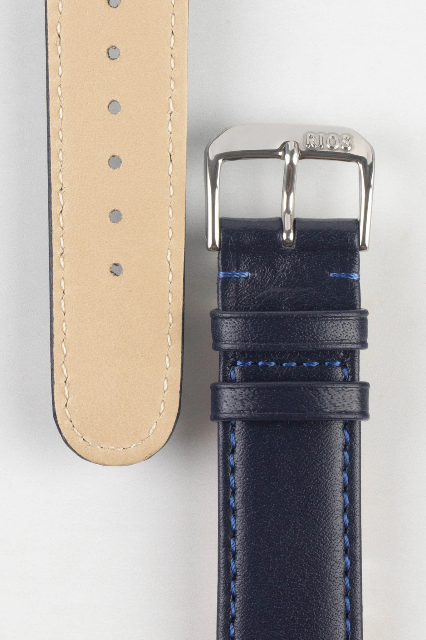 RIOS1931 ARIZONA Genuine Saddle Leather Watch Strap in OCEAN BLUE - Image 3