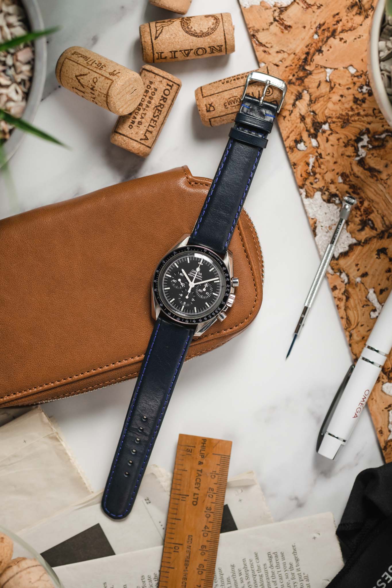 RIOS1931 ARIZONA Genuine Saddle Leather Watch Strap in OCEAN BLUE - Image 9