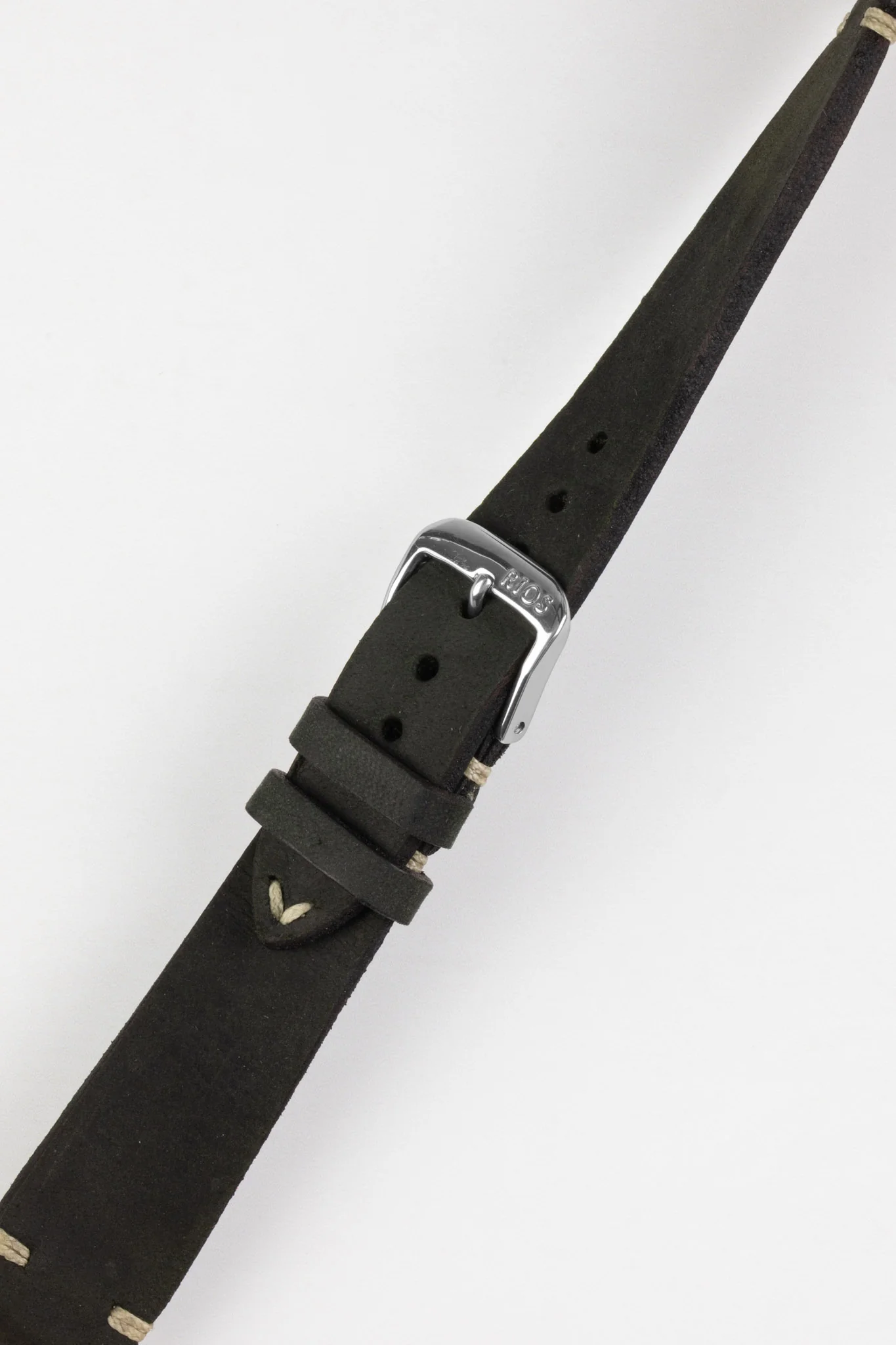RIOS1931 BEDFORD Genuine Vintage Leather Watch Strap in BLACK - Image 5