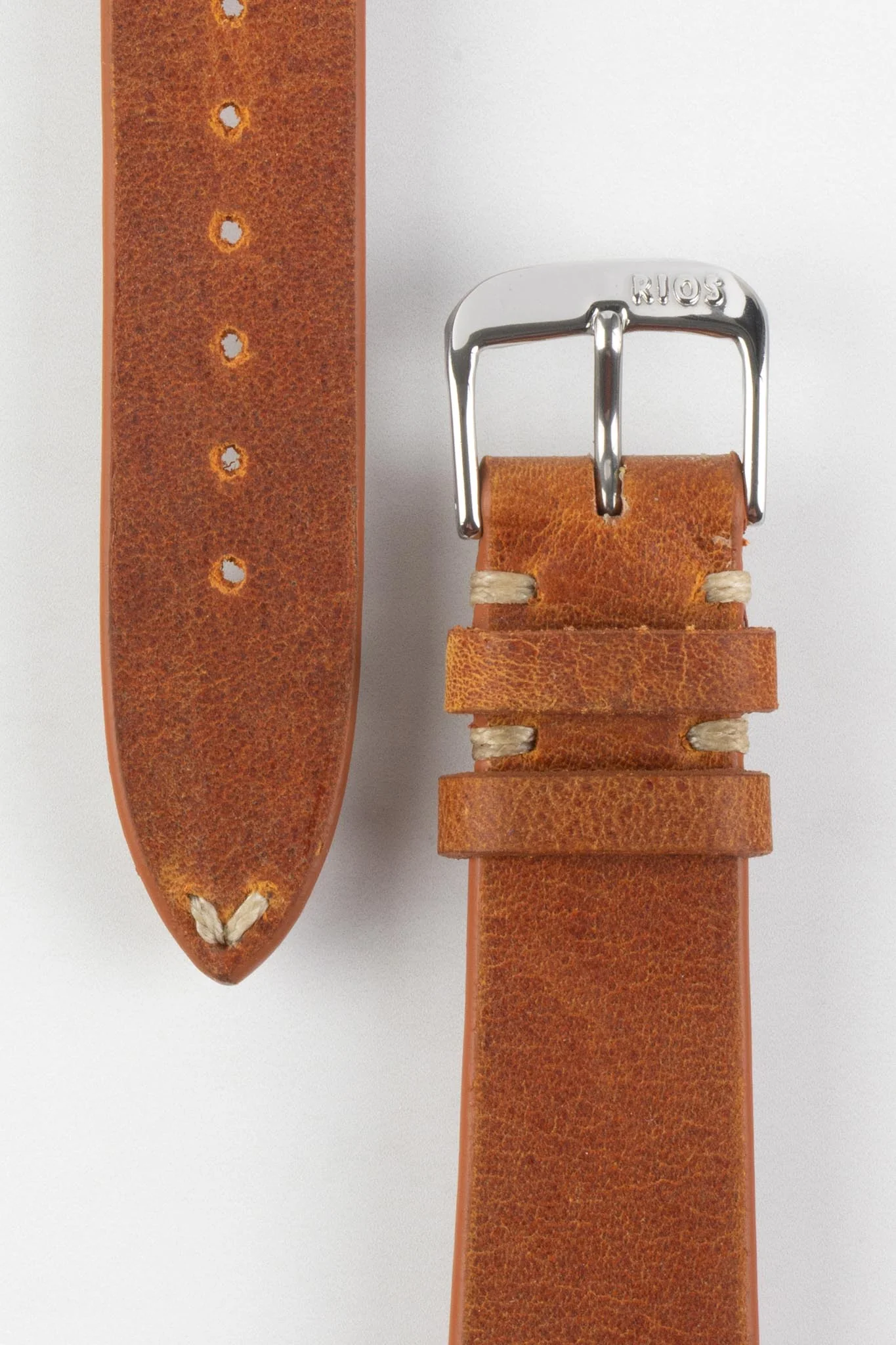 RIOS1931 BEDFORD Genuine Vintage Leather Watch Strap in COGNAC - Image 3