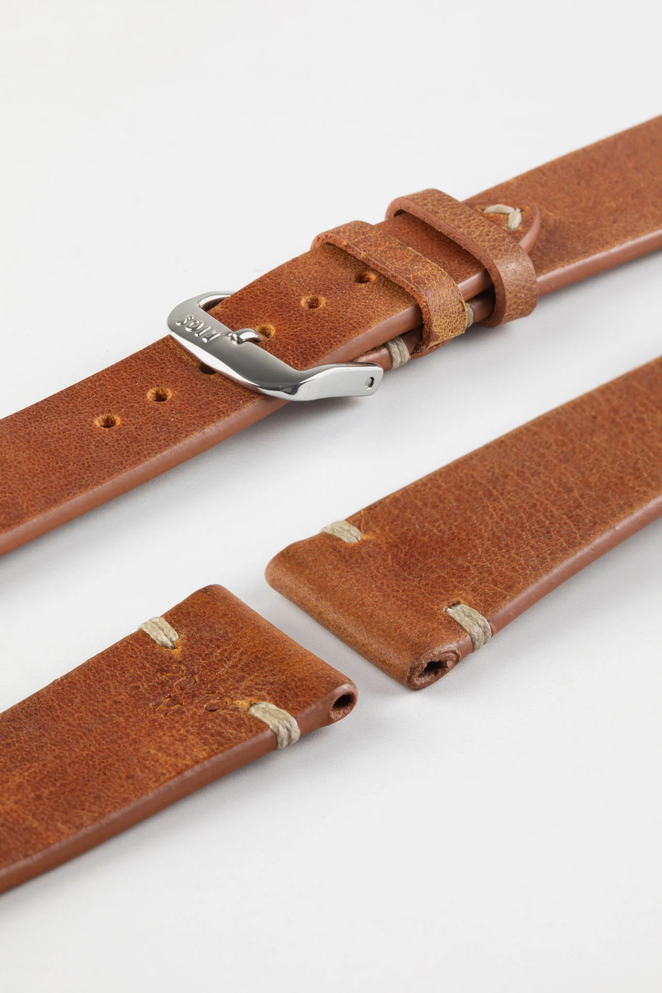 RIOS1931 BEDFORD Genuine Vintage Leather Watch Strap in COGNAC - Image 7