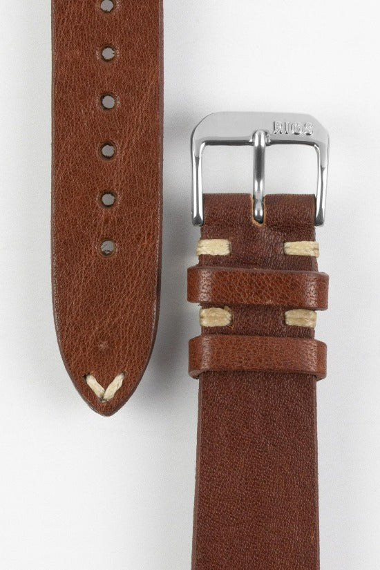 RIOS1931 BEDFORD Genuine Vintage Leather Watch Strap in MAHOGANY - Image 3