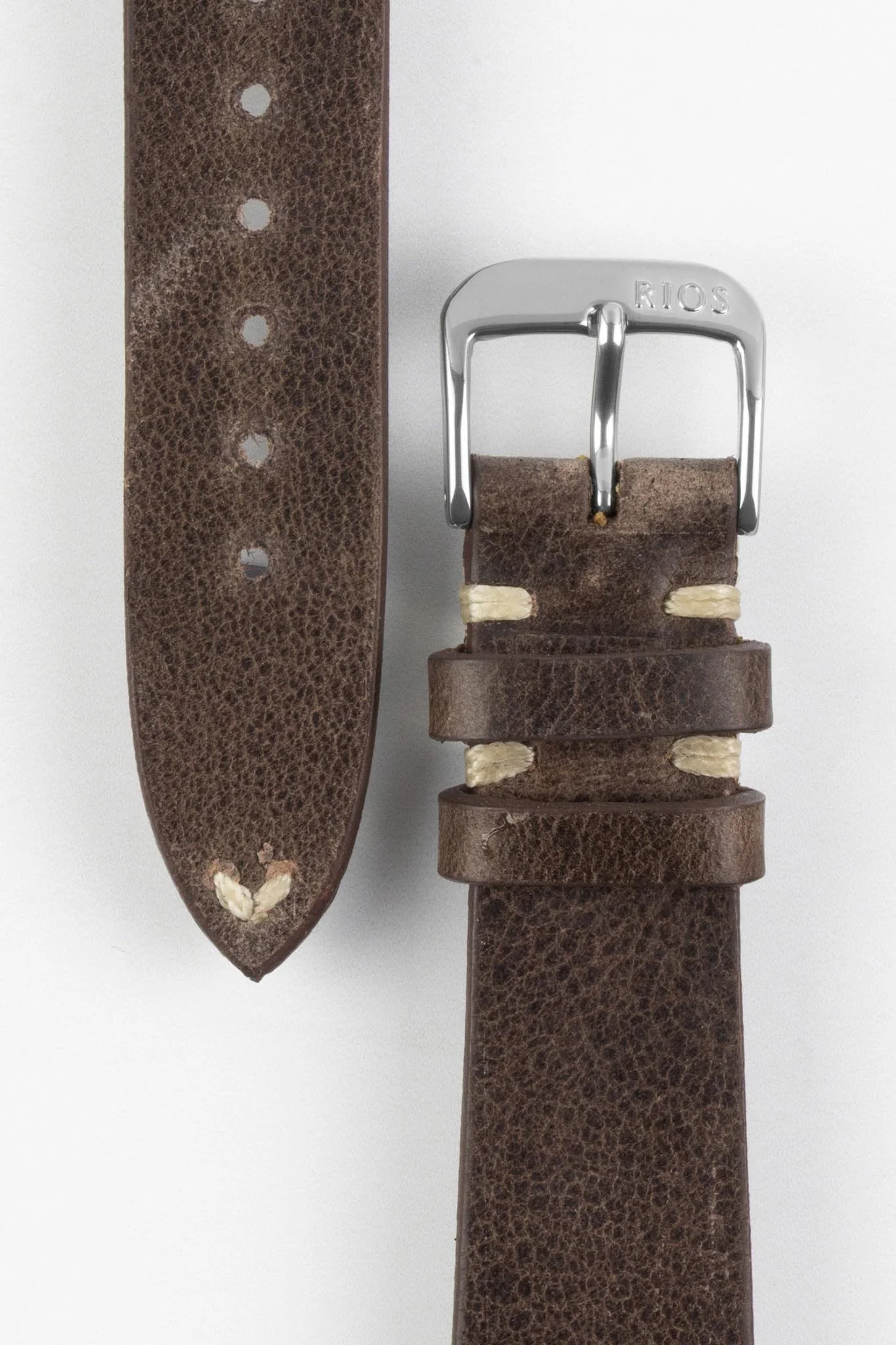 RIOS1931 BEDFORD Genuine Vintage Leather Watch Strap in MOCHA - Image 3