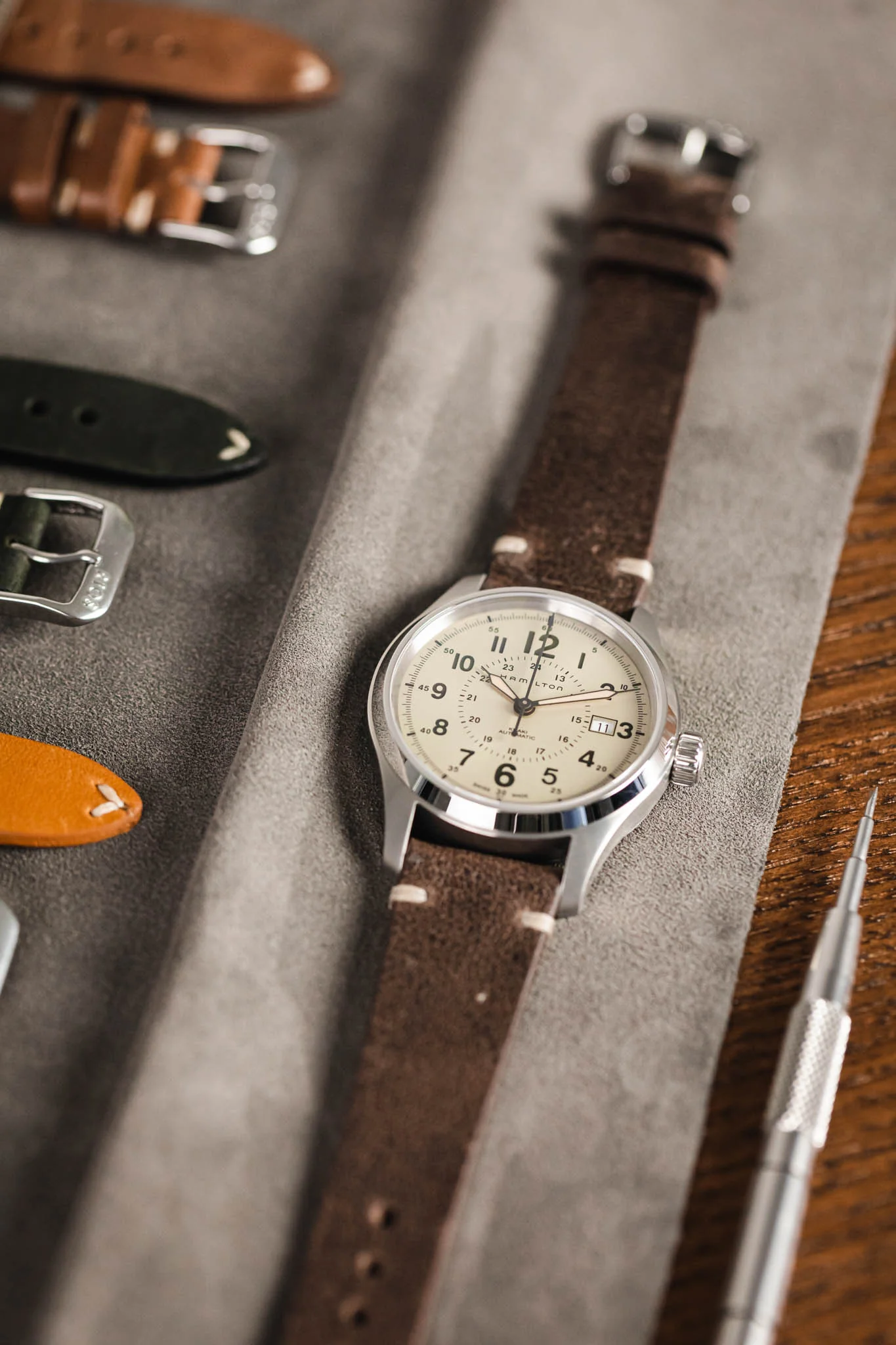 RIOS1931 BEDFORD Genuine Vintage Leather Watch Strap in MOCHA - Image 4