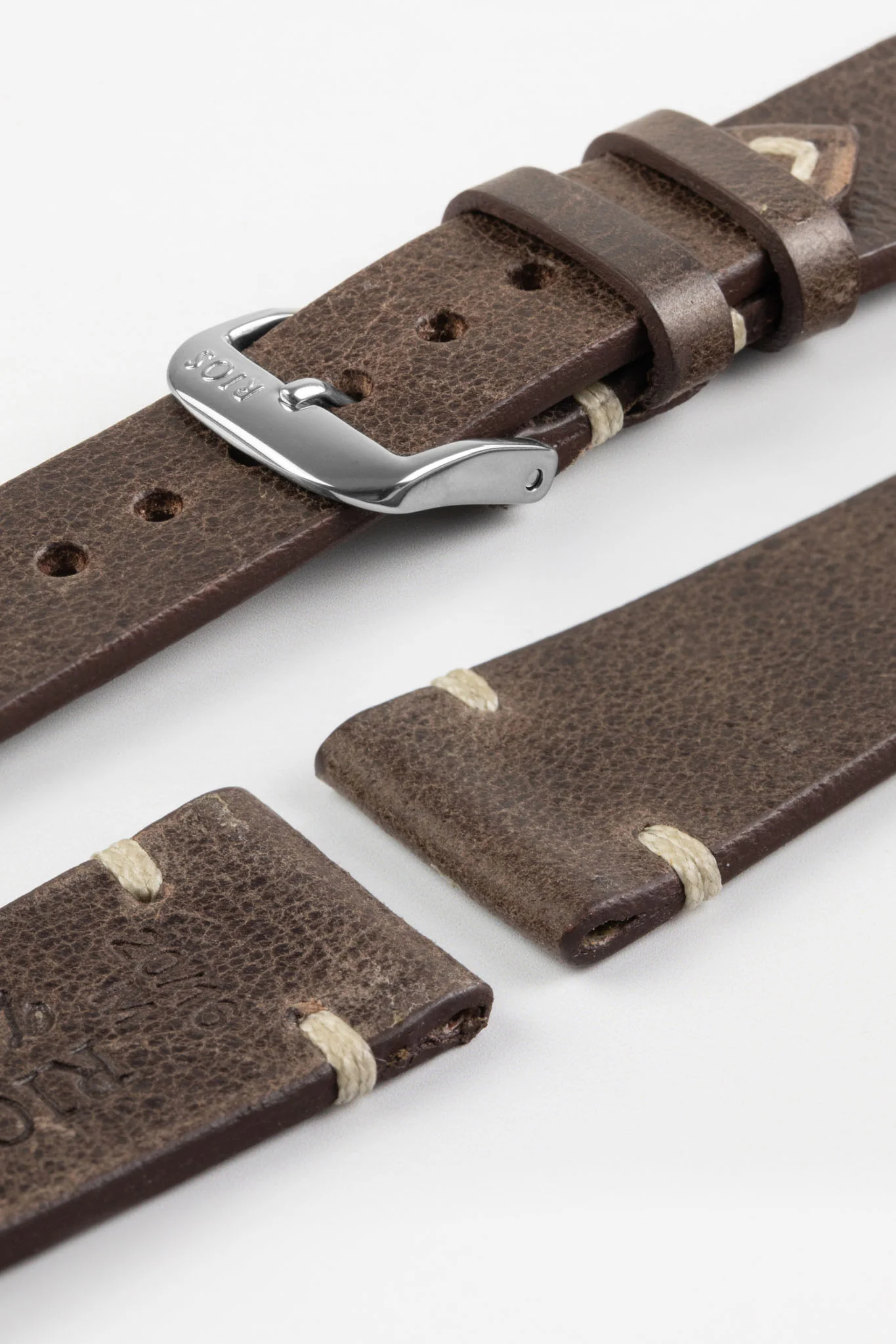 RIOS1931 BEDFORD Genuine Vintage Leather Watch Strap in MOCHA - Image 7