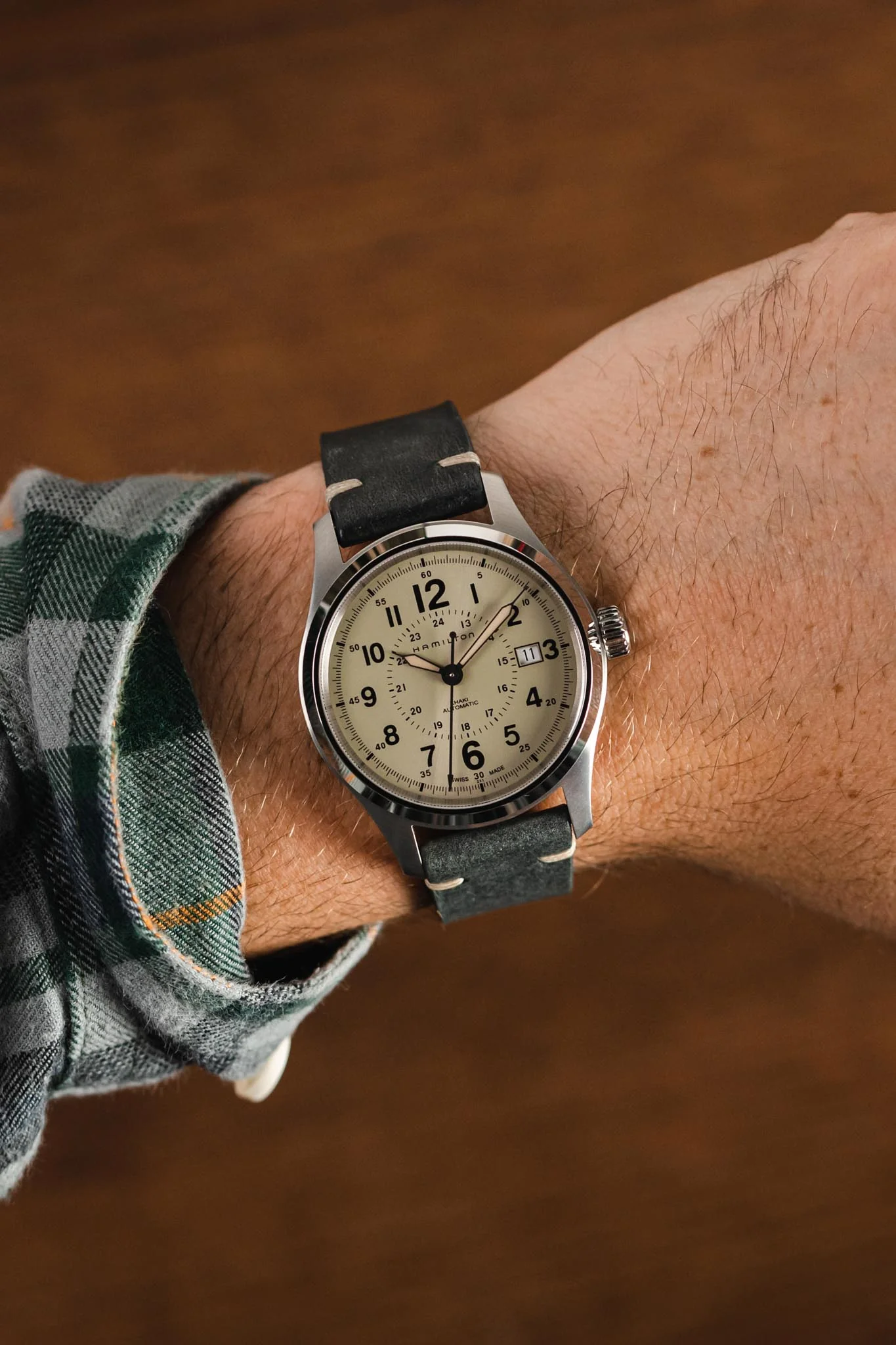 RIOS1931 BEDFORD Genuine Vintage Leather Watch Strap in STONE GREY - Image 2