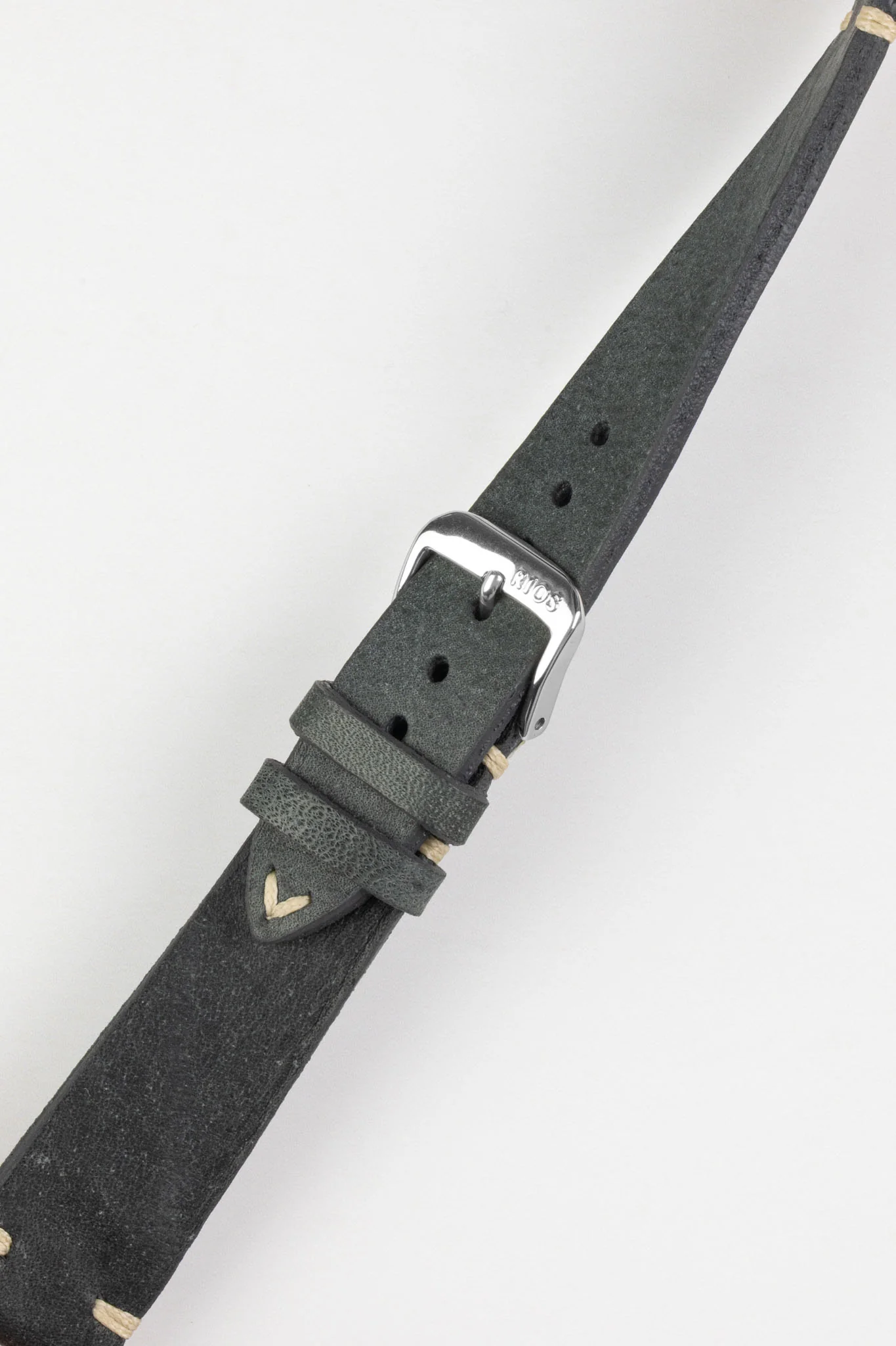RIOS1931 BEDFORD Genuine Vintage Leather Watch Strap in STONE GREY - Image 5