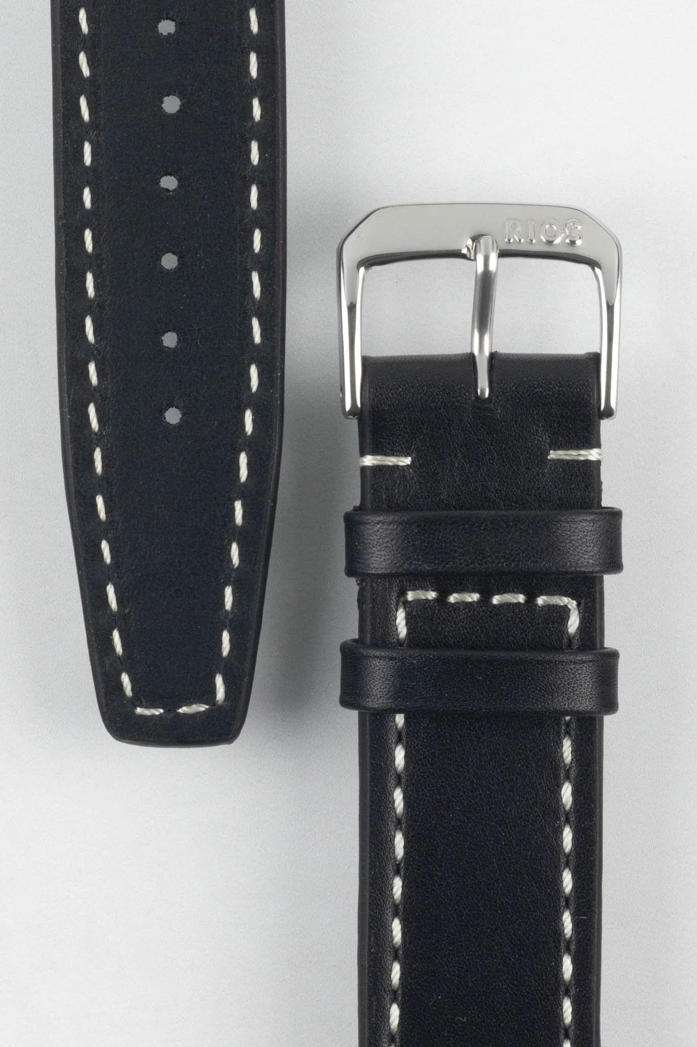 RIOS1931 BLIZZARD Genuine Calfskin Leather Watch Strap in Black - Image 2