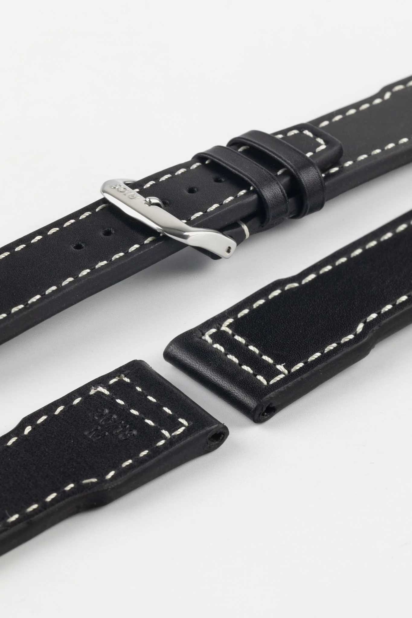 RIOS1931 BLIZZARD Genuine Calfskin Leather Watch Strap in Black - Image 5