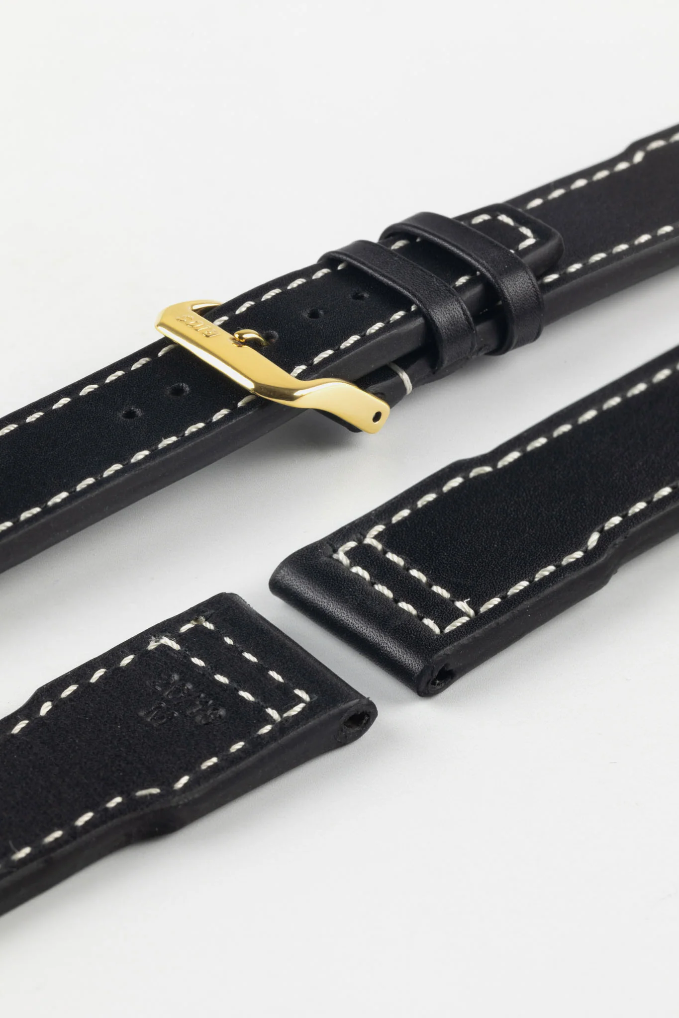 RIOS1931 BLIZZARD Genuine Calfskin Leather Watch Strap in Black - Image 6