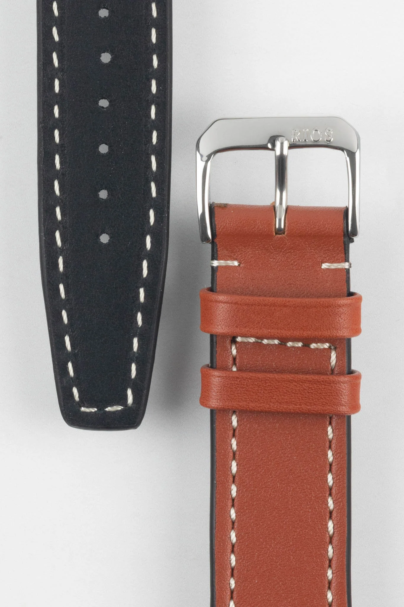RIOS1931 BLIZZARD Genuine Calfskin Leather Watch Strap in Cognac - Image 2