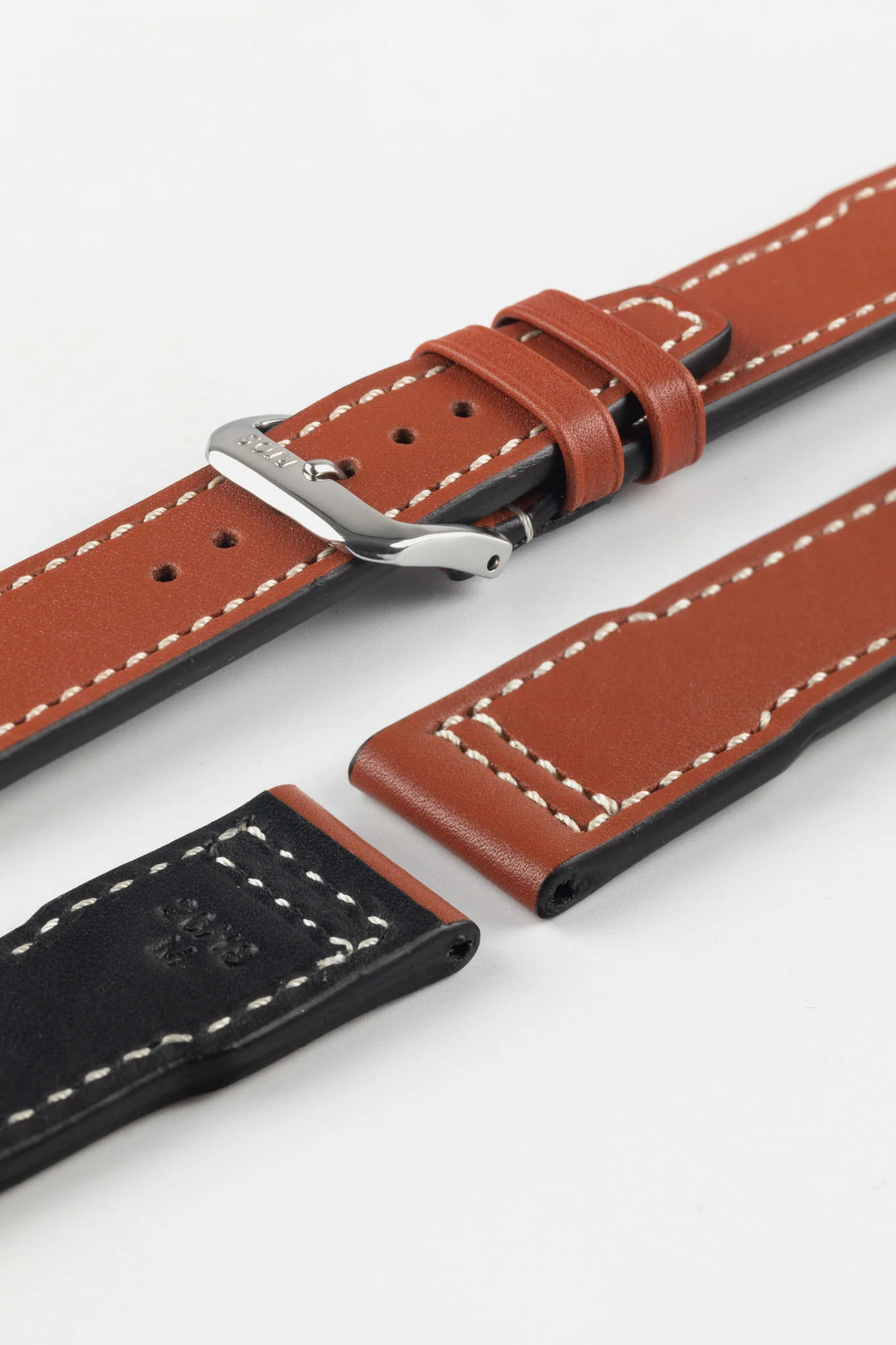 RIOS1931 BLIZZARD Genuine Calfskin Leather Watch Strap in Cognac - Image 5