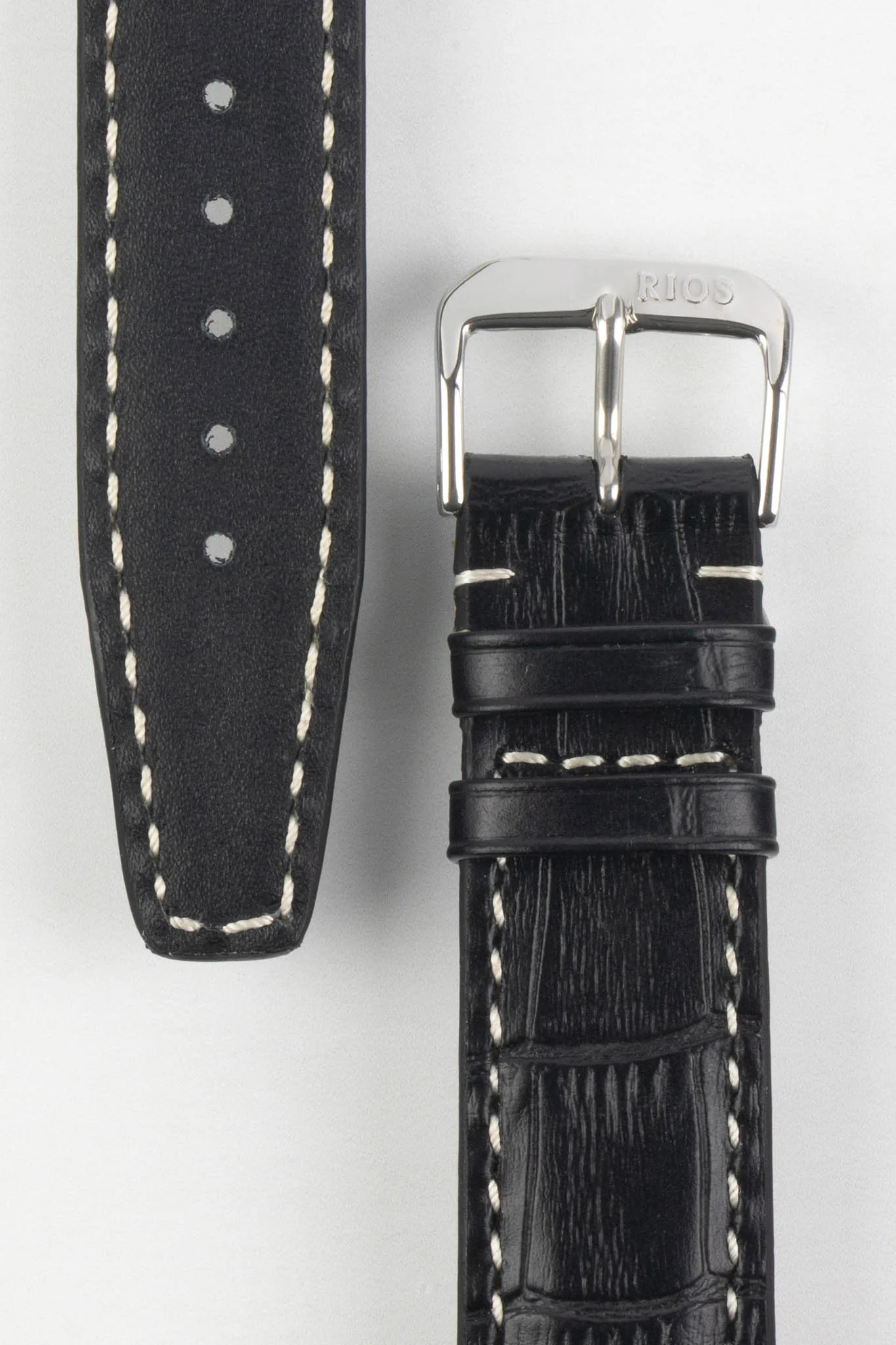 RIOS1931 BOSTON Alligator-Embossed Leather Watch Strap in BLACK - Image 3