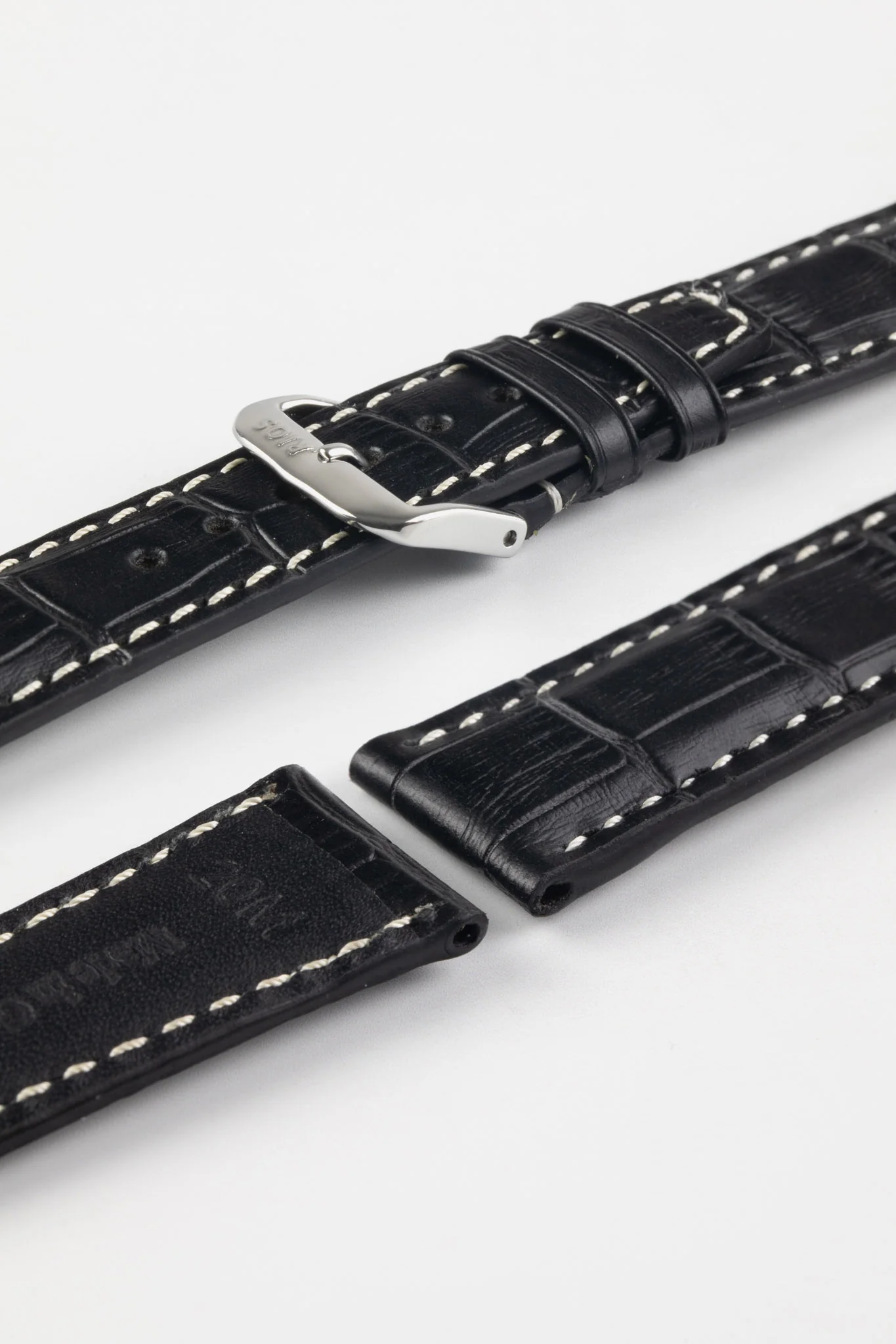 RIOS1931 BOSTON Alligator-Embossed Leather Watch Strap in BLACK - Image 5